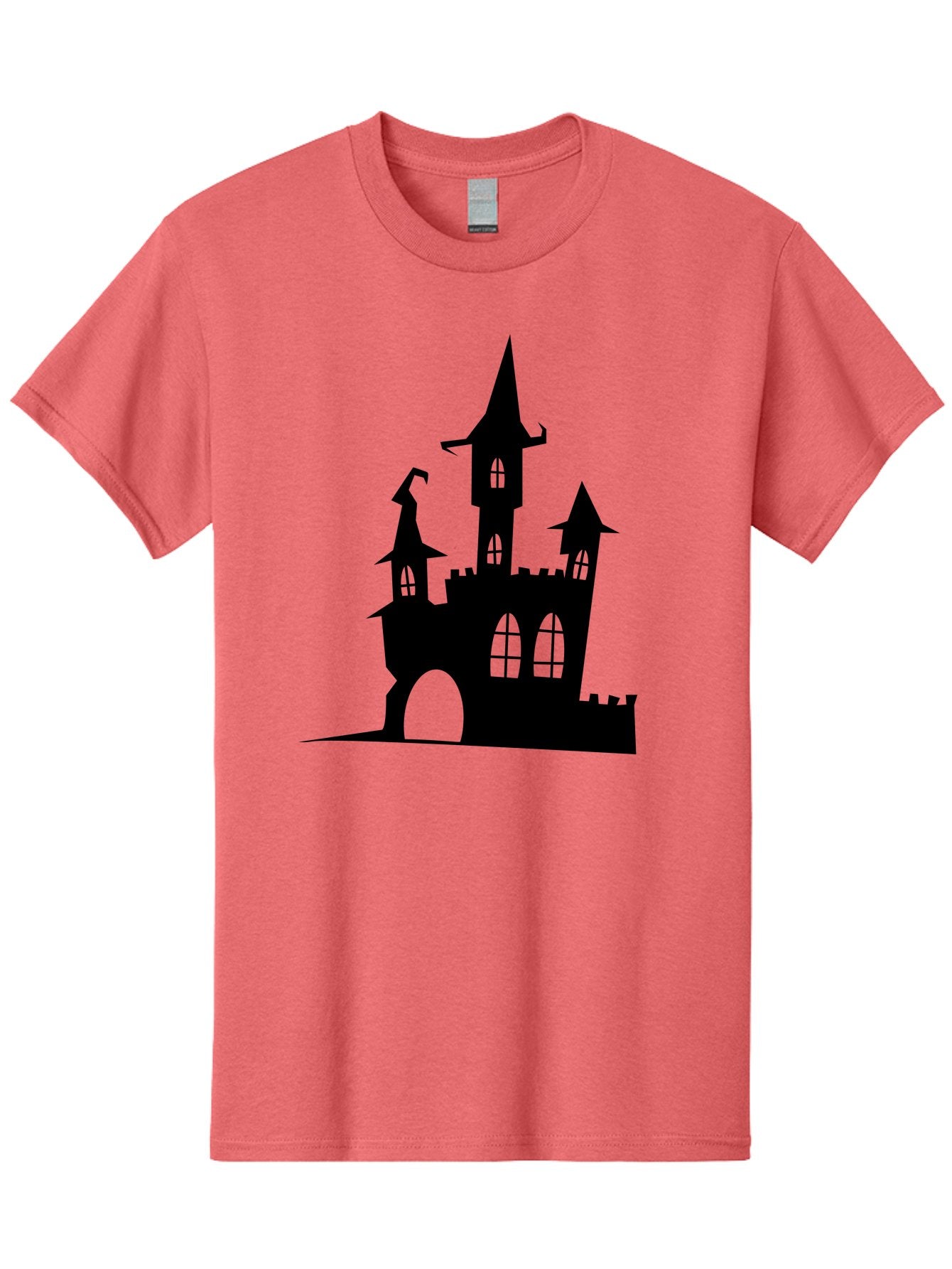 Haunted-Castle Men'S Graphic Tee, 100% Cotton, Comfortable Casual Summer Wear, Machine Washable, Haunted Castle, Spooky Atmosphere, Gothic Architecture, Mysterious Vibe, Fantasy World, Dark Magic, Witch'S Lair, Haunted Mansion, Eerie Feeling Aab222 11