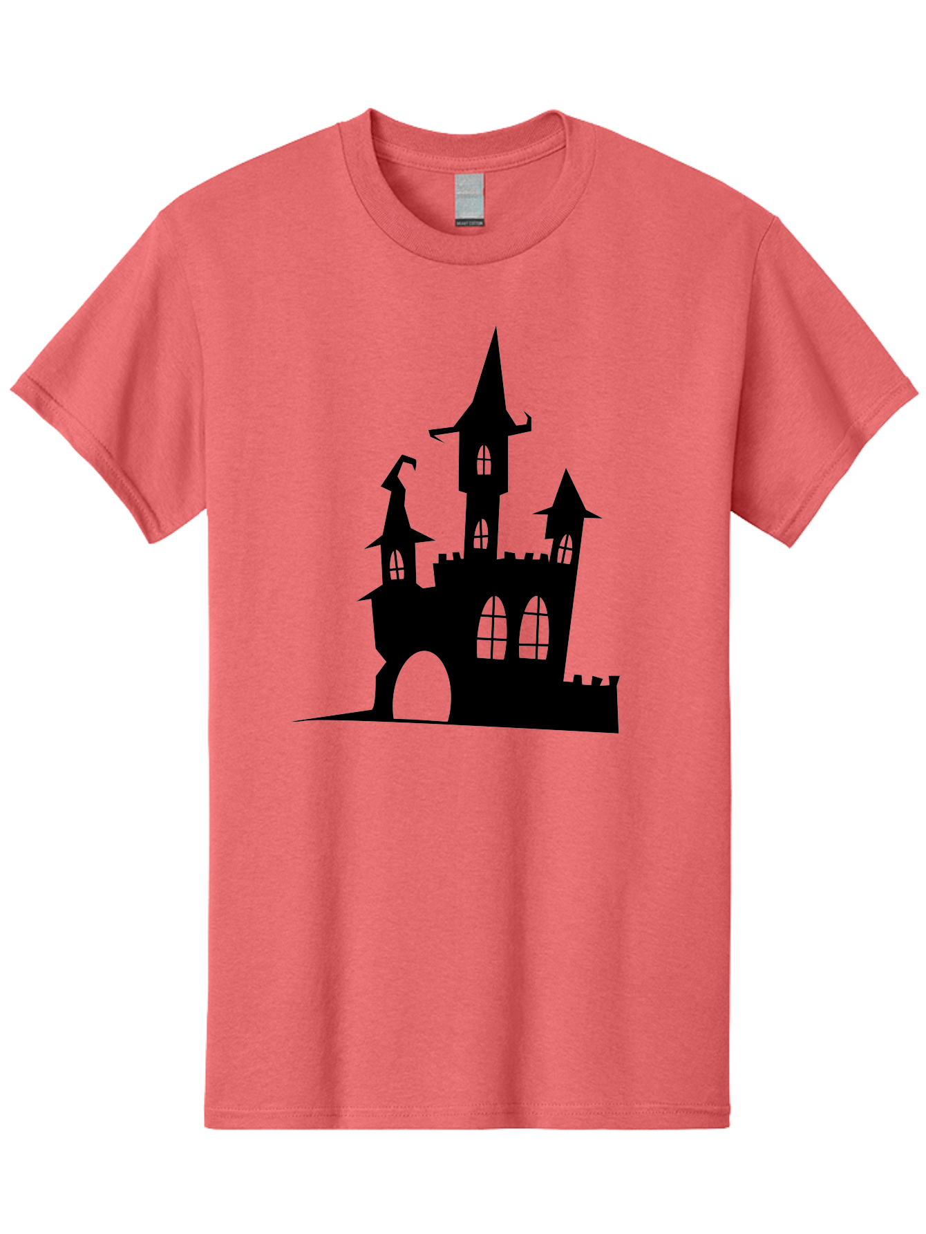 Haunted-Castle Men'S Graphic Tee, 100% Cotton, Comfortable Casual Summer Wear, Machine Washable, Haunted Castle, Spooky Atmosphere, Gothic Architecture, Mysterious Vibe, Fantasy World, Dark Magic, Witch'S Lair, Haunted Mansion, Eerie Feeling Aab222 5