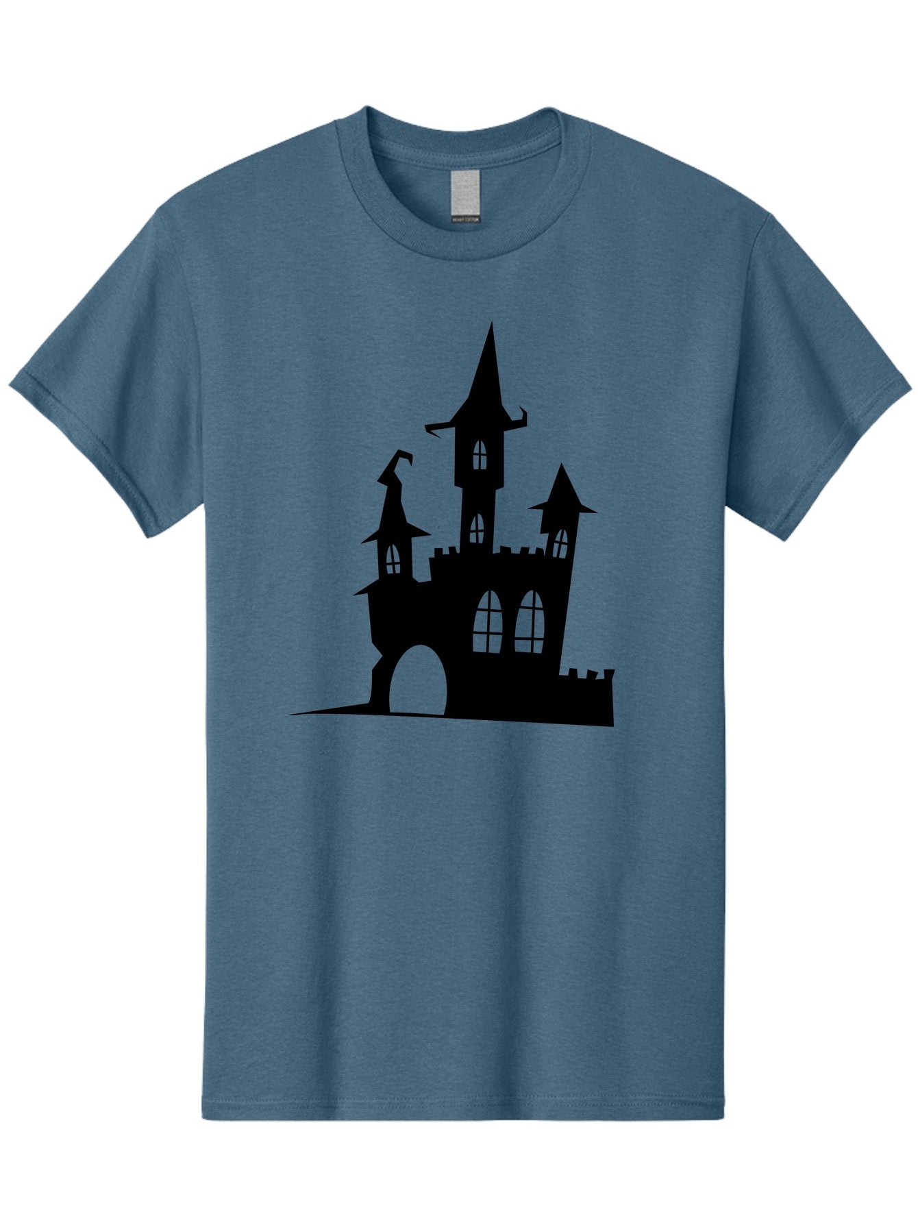 Haunted-Castle Men'S Graphic Tee, 100% Cotton, Comfortable Casual Summer Wear, Machine Washable, Haunted Castle, Spooky Atmosphere, Gothic Architecture, Mysterious Vibe, Fantasy World, Dark Magic, Witch'S Lair, Haunted Mansion, Eerie Feeling Aab222 14