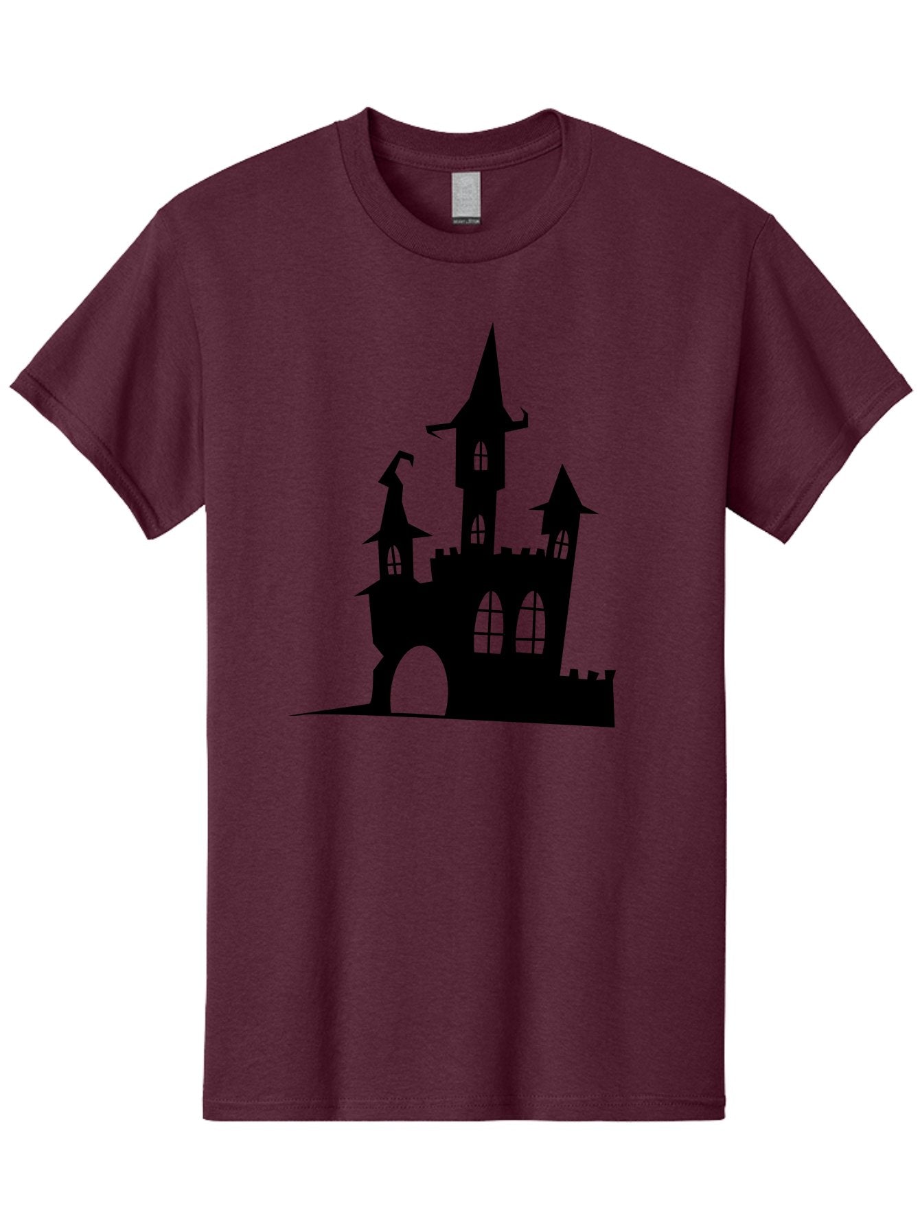 Haunted-Castle Men'S Graphic Tee, 100% Cotton, Comfortable Casual Summer Wear, Machine Washable, Haunted Castle, Spooky Atmosphere, Gothic Architecture, Mysterious Vibe, Fantasy World, Dark Magic, Witch'S Lair, Haunted Mansion, Eerie Feeling Aab222 5
