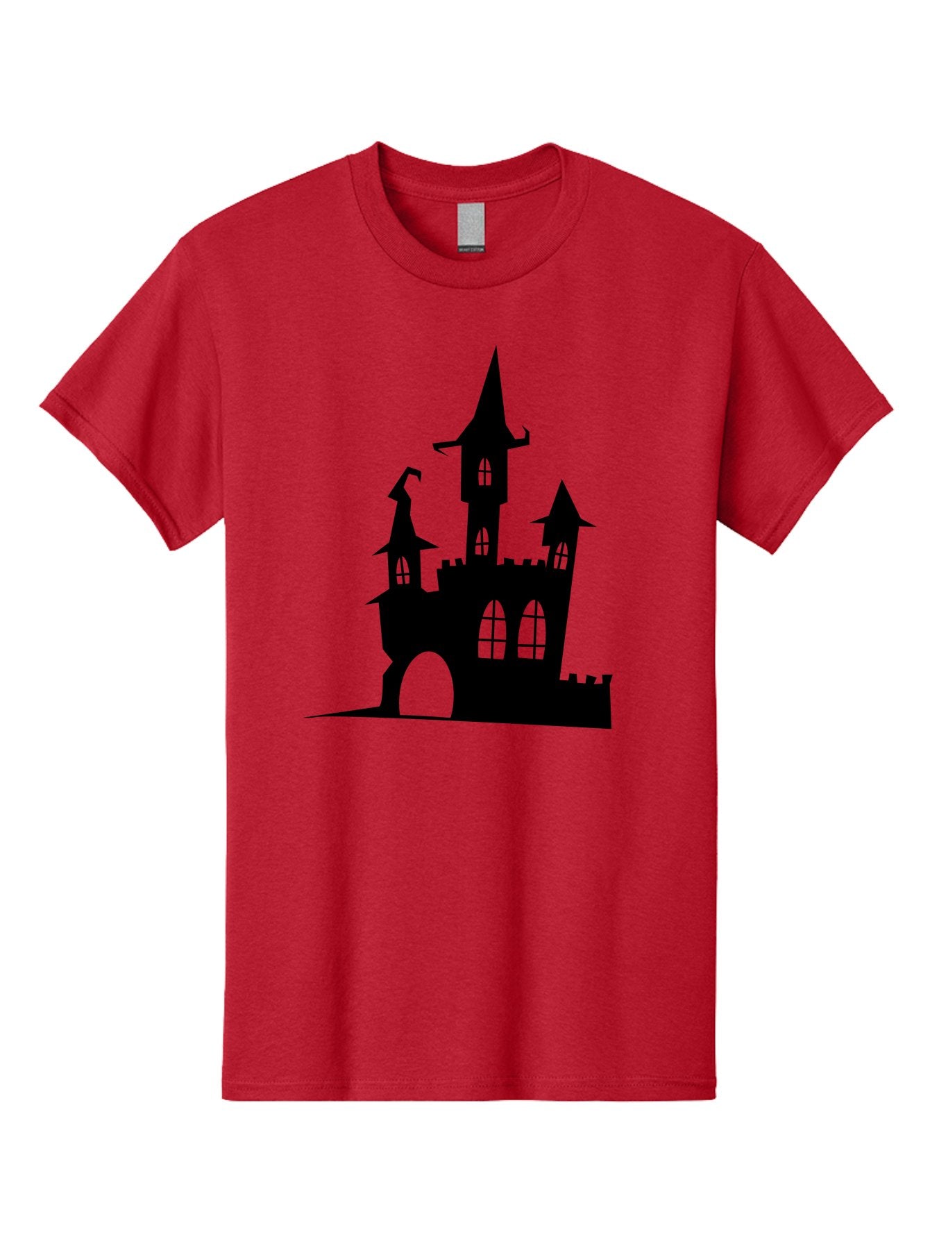 Haunted-Castle Men'S Graphic Tee, 100% Cotton, Comfortable Casual Summer Wear, Machine Washable, Haunted Castle, Spooky Atmosphere, Gothic Architecture, Mysterious Vibe, Fantasy World, Dark Magic, Witch'S Lair, Haunted Mansion, Eerie Feeling Aab222 3