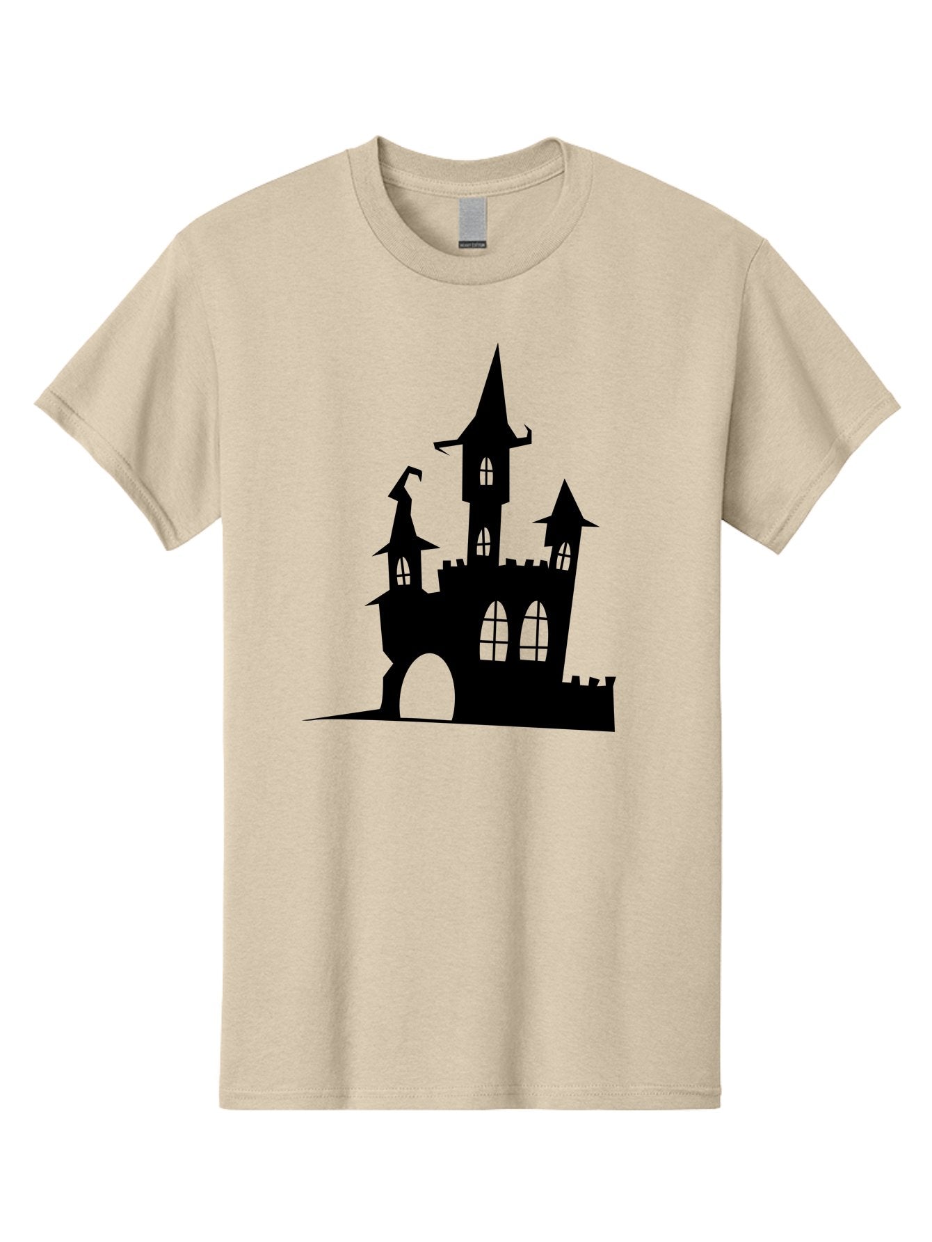 Haunted-Castle Men'S Graphic Tee, 100% Cotton, Comfortable Casual Summer Wear, Machine Washable, Haunted Castle, Spooky Atmosphere, Gothic Architecture, Mysterious Vibe, Fantasy World, Dark Magic, Witch'S Lair, Haunted Mansion, Eerie Feeling Aab222 4