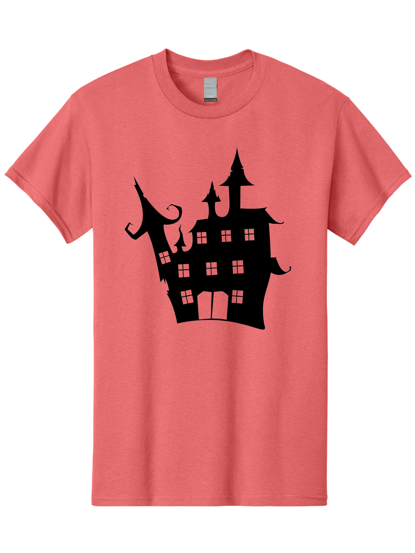 Haunted-House-Silhouette-2 Men'S Graphic Tee, 100% Cotton, Comfortable Casual Summer Wear, Machine Washable, Haunted House, Spooky Atmosphere, Gothic Architecture, Mysterious Mansion, Eerie Silhouette, Halloween Decor Aab225 5