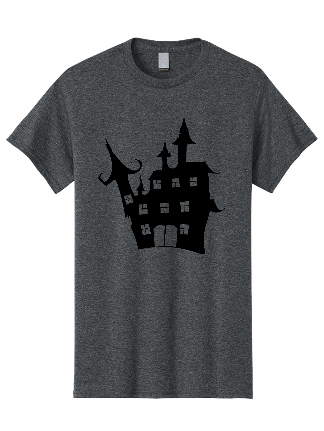 Haunted-House-Silhouette-2 Men'S Graphic Tee, 100% Cotton, Comfortable Casual Summer Wear, Machine Washable, Haunted House, Spooky Atmosphere, Gothic Architecture, Mysterious Mansion, Eerie Silhouette, Halloween Decor Aab225 7