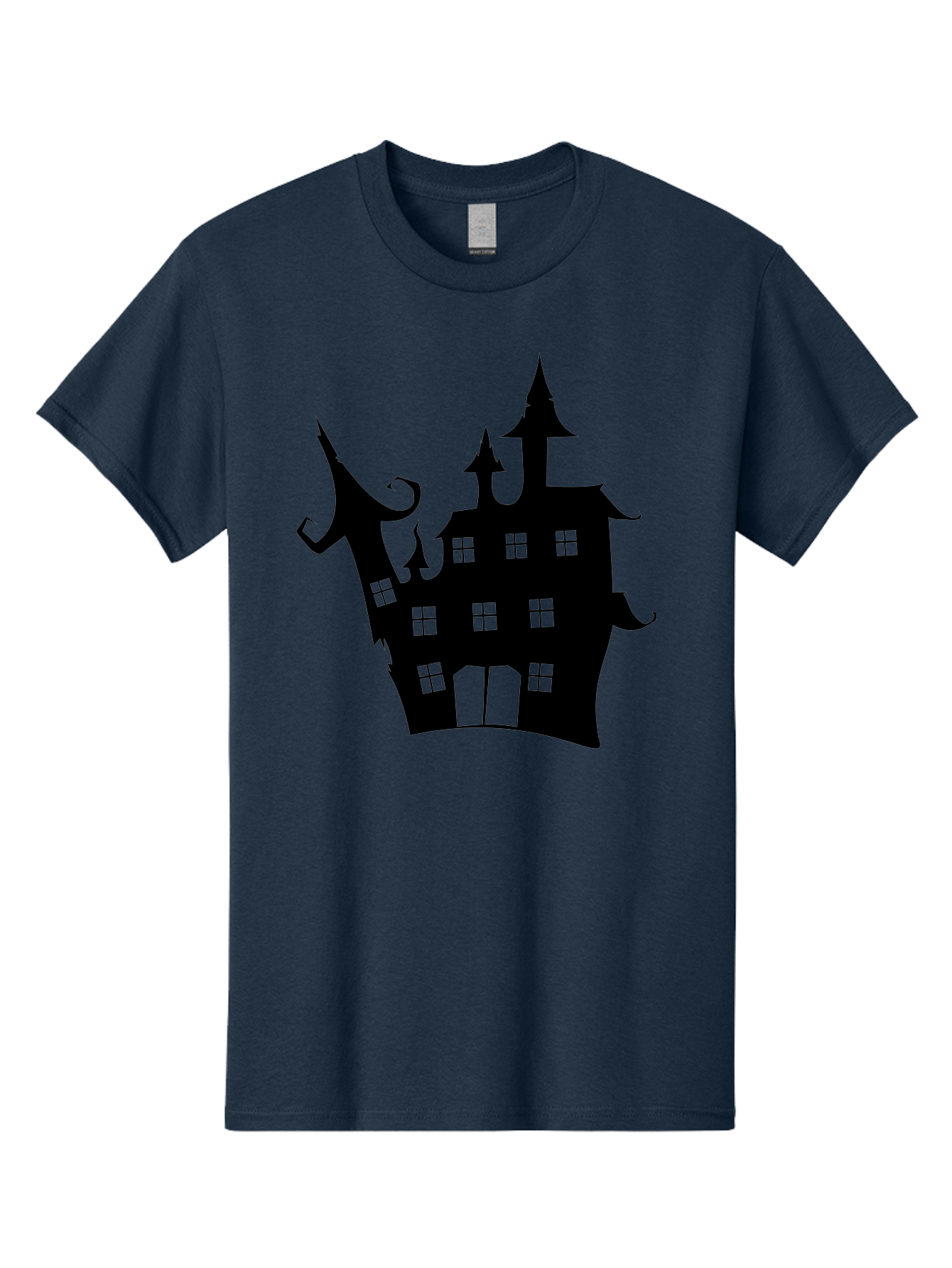 Haunted-House-Silhouette-2 Men'S Graphic Tee, 100% Cotton, Comfortable Casual Summer Wear, Machine Washable, Haunted House, Spooky Atmosphere, Gothic Architecture, Mysterious Mansion, Eerie Silhouette, Halloween Decor Aab225 19