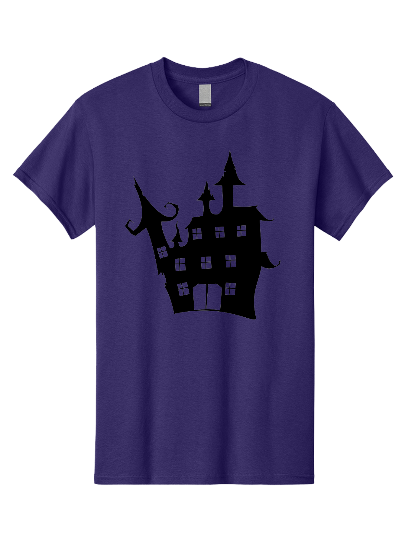 Haunted-House-Silhouette-2 Men'S Graphic Tee, 100% Cotton, Comfortable Casual Summer Wear, Machine Washable, Haunted House, Spooky Atmosphere, Gothic Architecture, Mysterious Mansion, Eerie Silhouette, Halloween Decor Aab225 21