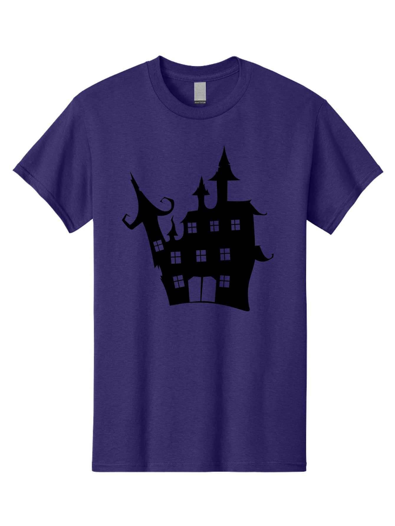 Haunted-House-Silhouette-2 Men'S Graphic Tee, 100% Cotton, Comfortable Casual Summer Wear, Machine Washable, Haunted House, Spooky Atmosphere, Gothic Architecture, Mysterious Mansion, Eerie Silhouette, Halloween Decor Aab225 15