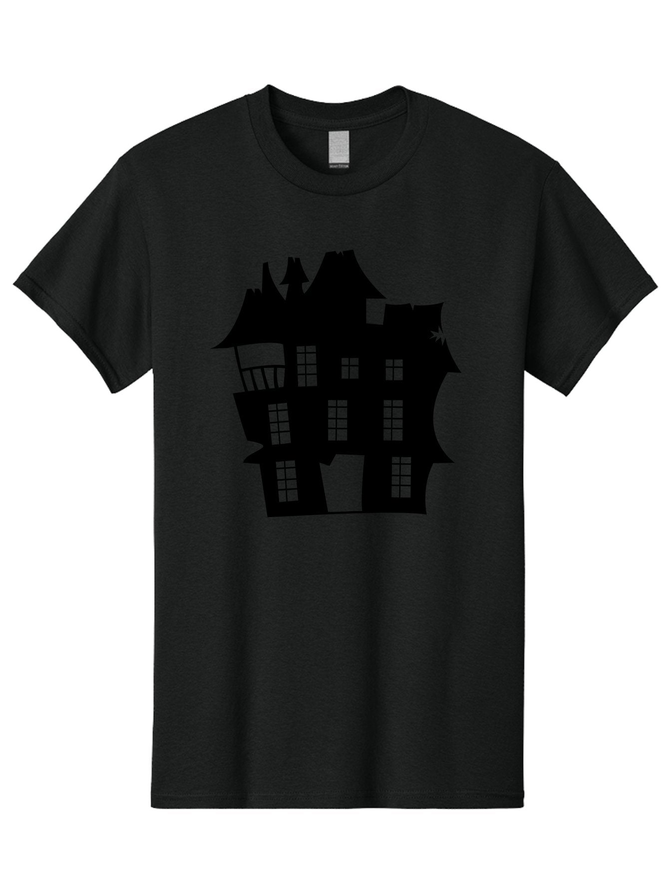 Haunted-House-Silhouette Men'S Graphic Tee, 100% Cotton, Comfortable Casual Summer Wear, Machine Washable, Haunted Mansion, Spooky Silhouette, Eerie Architecture, Creepy House, Haunted Building, Dark Atmosphere, Gothic Style, Mysterious Home Aab226 10