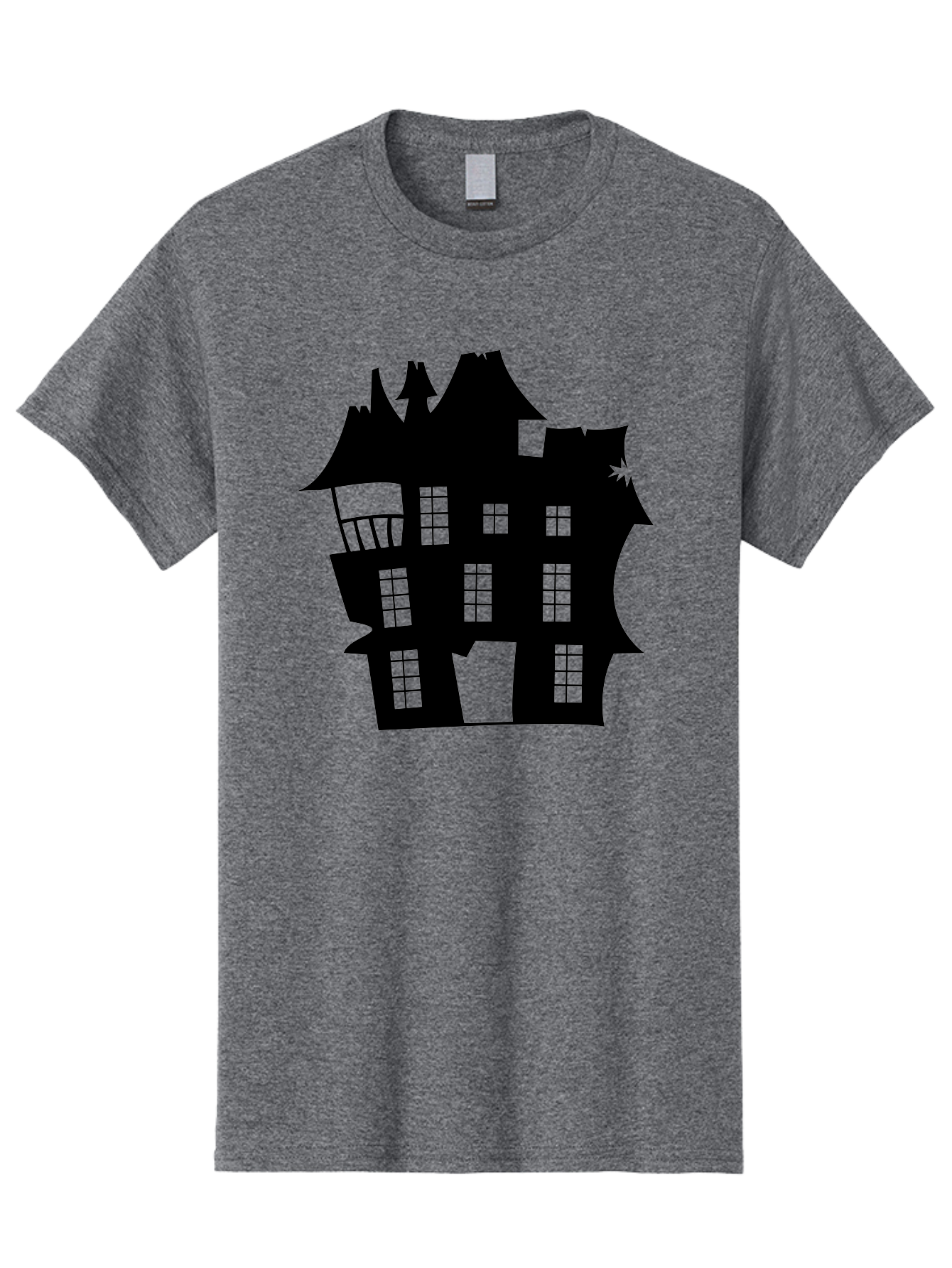 Haunted-House-Silhouette Men'S Graphic Tee, 100% Cotton, Comfortable Casual Summer Wear, Machine Washable, Haunted Mansion, Spooky Silhouette, Eerie Architecture, Creepy House, Haunted Building, Dark Atmosphere, Gothic Style, Mysterious Home Aab226 9