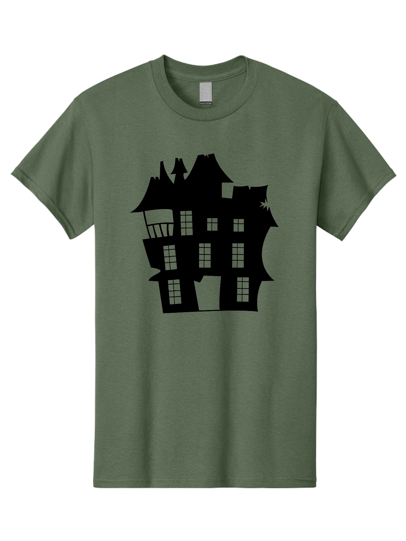 Haunted-House-Silhouette Men'S Graphic Tee, 100% Cotton, Comfortable Casual Summer Wear, Machine Washable, Haunted Mansion, Spooky Silhouette, Eerie Architecture, Creepy House, Haunted Building, Dark Atmosphere, Gothic Style, Mysterious Home Aab226 15