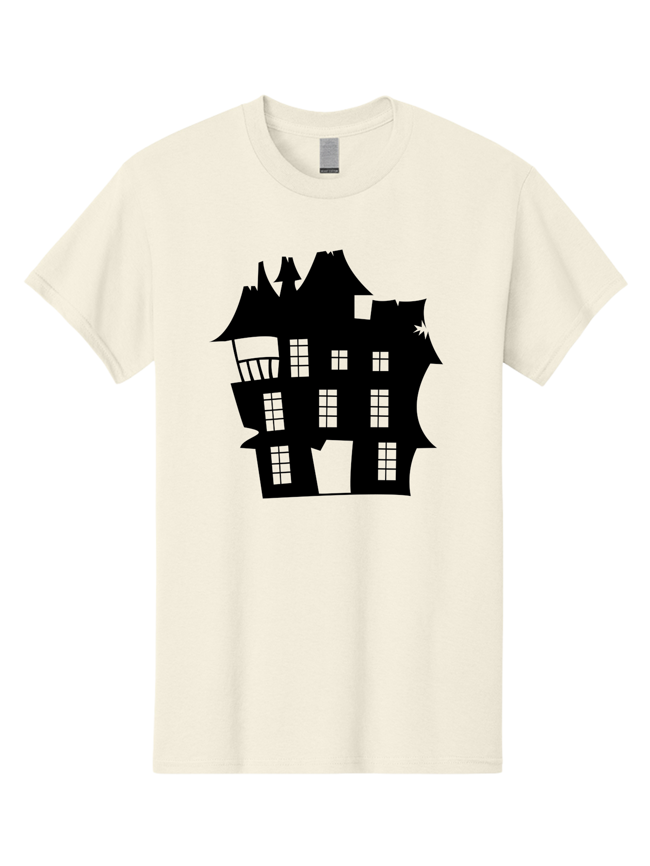 Haunted-House-Silhouette Men'S Graphic Tee, 100% Cotton, Comfortable Casual Summer Wear, Machine Washable, Haunted Mansion, Spooky Silhouette, Eerie Architecture, Creepy House, Haunted Building, Dark Atmosphere, Gothic Style, Mysterious Home Aab226 17