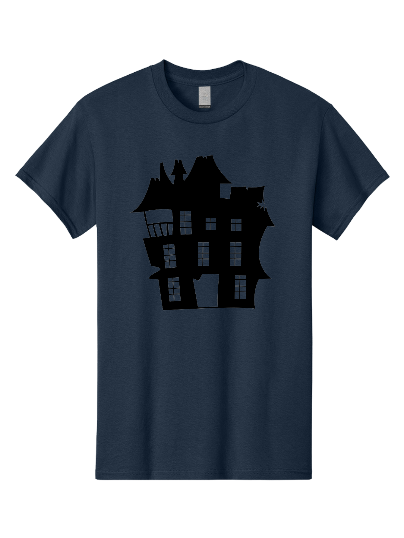 Haunted-House-Silhouette Men'S Graphic Tee, 100% Cotton, Comfortable Casual Summer Wear, Machine Washable, Haunted Mansion, Spooky Silhouette, Eerie Architecture, Creepy House, Haunted Building, Dark Atmosphere, Gothic Style, Mysterious Home Aab226 19
