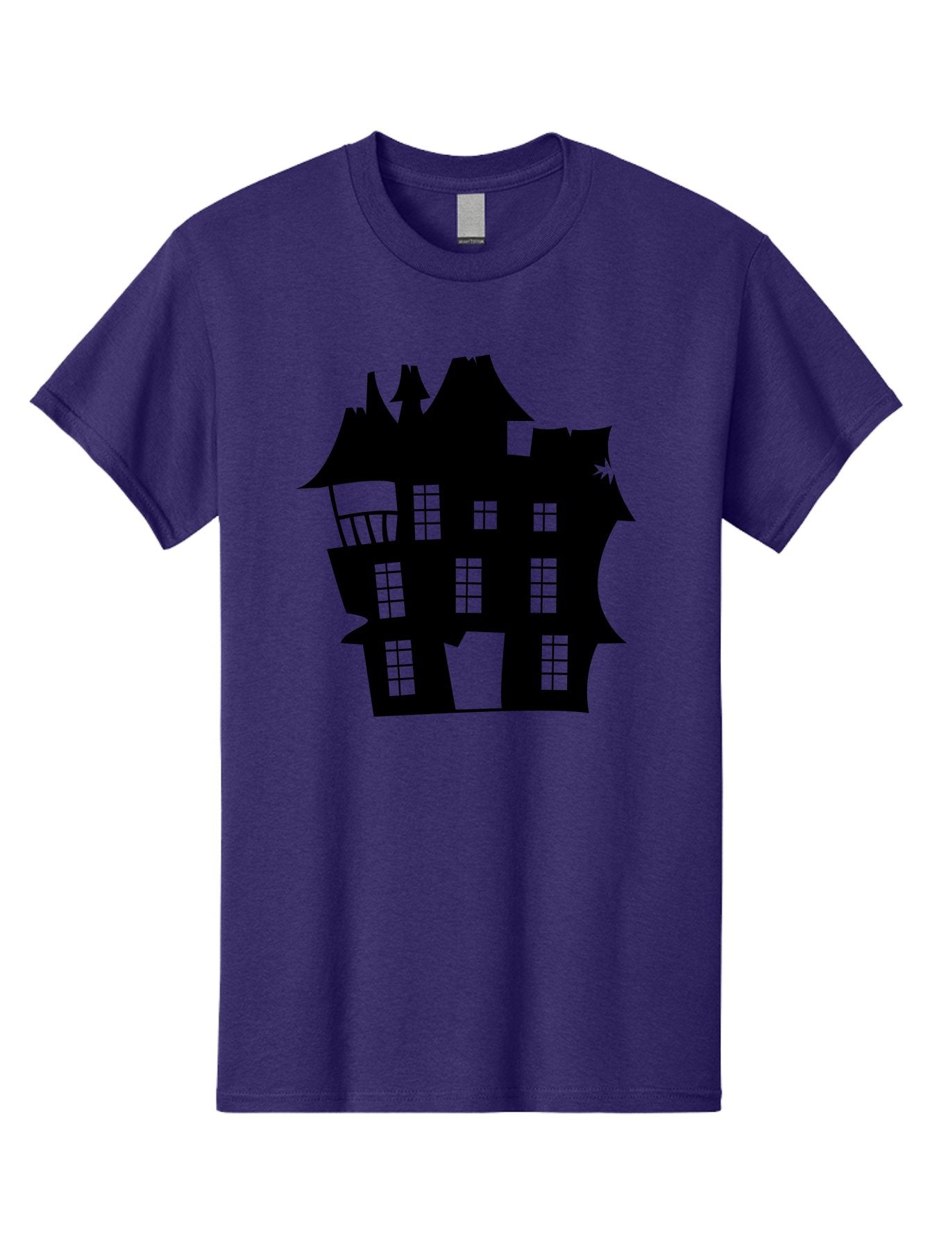 Haunted-House-Silhouette Men'S Graphic Tee, 100% Cotton, Comfortable Casual Summer Wear, Machine Washable, Haunted Mansion, Spooky Silhouette, Eerie Architecture, Creepy House, Haunted Building, Dark Atmosphere, Gothic Style, Mysterious Home Aab226