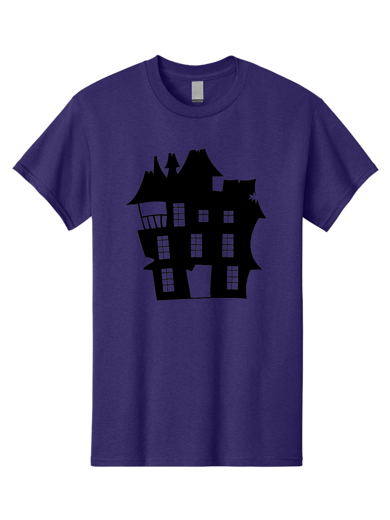 Haunted-House-Silhouette Men'S Graphic Tee, 100% Cotton, Comfortable Casual Summer Wear, Machine Washable, Haunted Mansion, Spooky Silhouette, Eerie Architecture, Creepy House, Haunted Building, Dark Atmosphere, Gothic Style, Mysterious Home Aab226 21