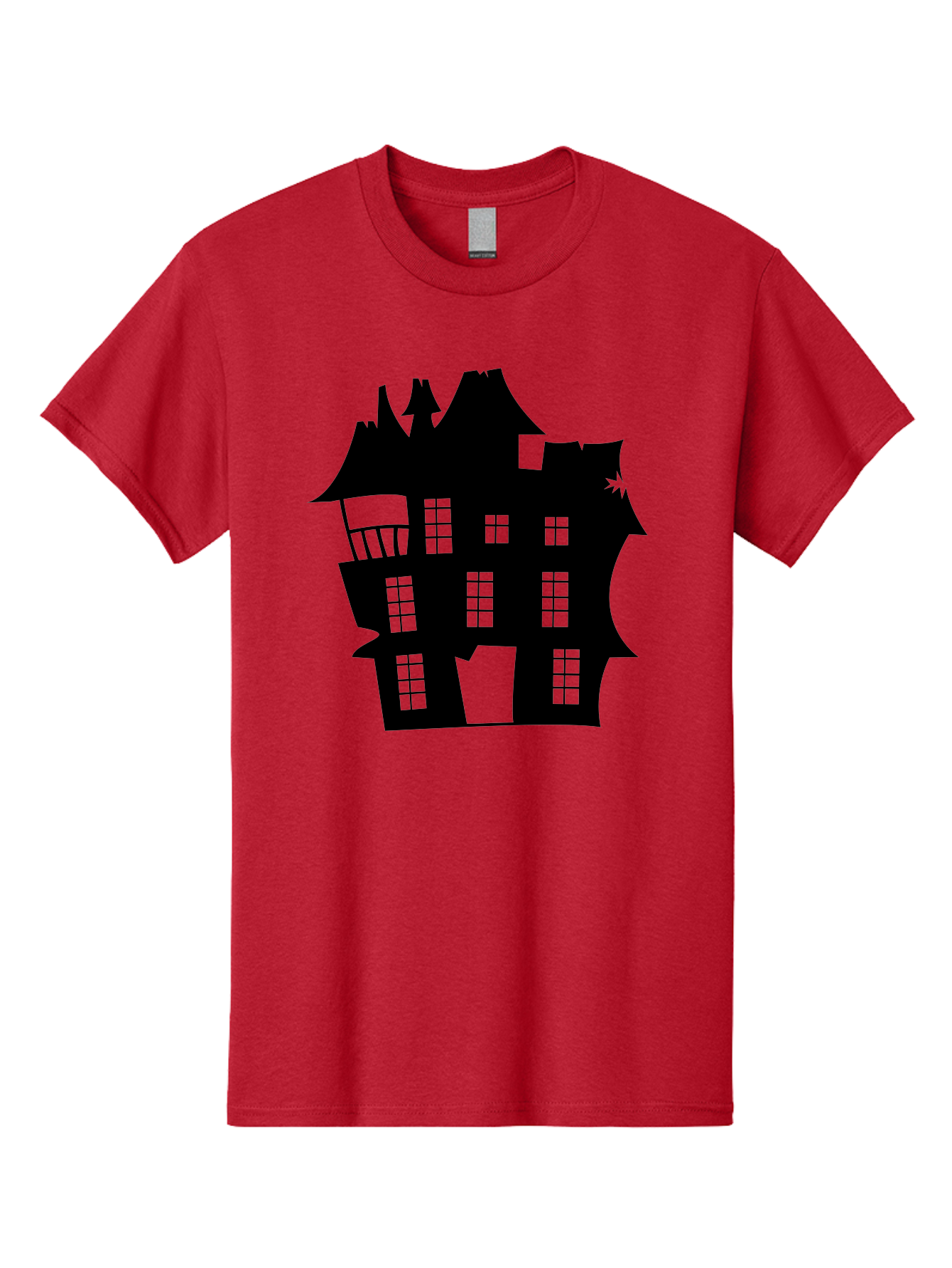 Haunted-House-Silhouette Men'S Graphic Tee, 100% Cotton, Comfortable Casual Summer Wear, Machine Washable, Haunted Mansion, Spooky Silhouette, Eerie Architecture, Creepy House, Haunted Building, Dark Atmosphere, Gothic Style, Mysterious Home Aab226 23