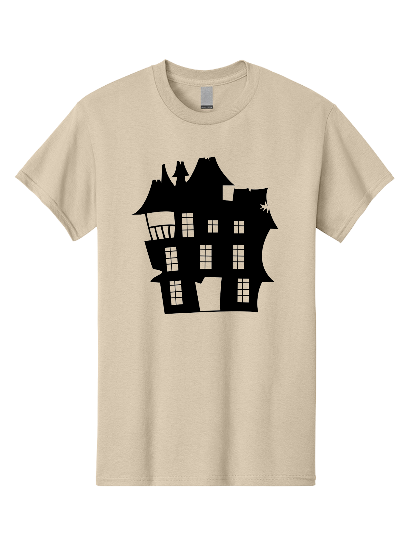 Haunted-House-Silhouette Men'S Graphic Tee, 100% Cotton, Comfortable Casual Summer Wear, Machine Washable, Haunted Mansion, Spooky Silhouette, Eerie Architecture, Creepy House, Haunted Building, Dark Atmosphere, Gothic Style, Mysterious Home Aab226 27