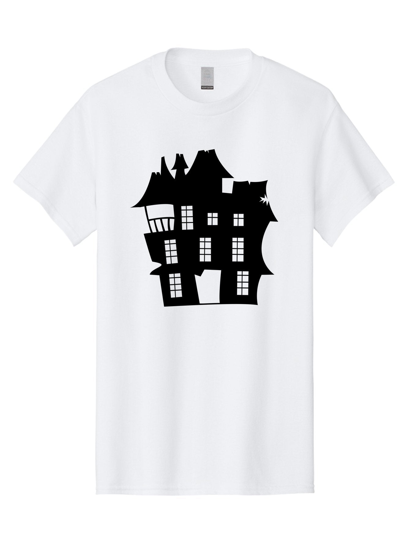 Haunted-House-Silhouette Men'S Graphic Tee, 100% Cotton, Comfortable Casual Summer Wear, Machine Washable, Haunted Mansion, Spooky Silhouette, Eerie Architecture, Creepy House, Haunted Building, Dark Atmosphere, Gothic Style, Mysterious Home Aab226 14