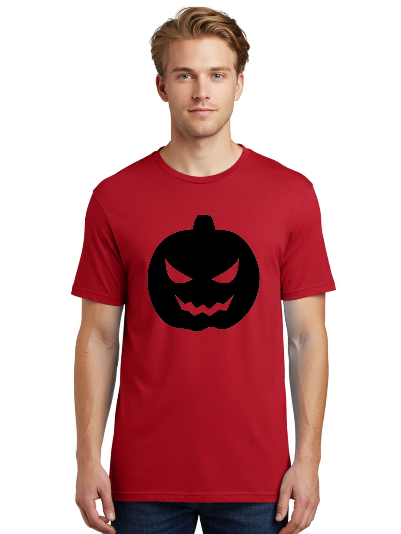 Jack-O-Lantern Men'S Graphic Tee, 100% Cotton, Comfortable Casual Summer Wear, Machine Washable, Halloween Pumpkin, Jack O Lantern, Spooky Face, Glowing Eyes, Menacing Grin, Autumn Decor, Fall Festival, Holiday Symbol, Scary Pumpkin, Aab230 24