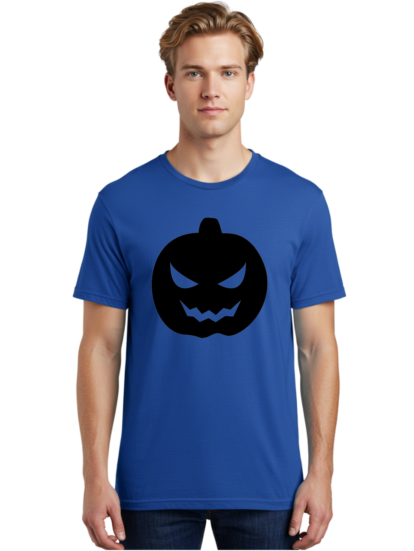 Jack-O-Lantern Men'S Graphic Tee, 100% Cotton, Comfortable Casual Summer Wear, Machine Washable, Halloween Pumpkin, Jack O Lantern, Spooky Face, Glowing Eyes, Menacing Grin, Autumn Decor, Fall Festival, Holiday Symbol, Scary Pumpkin, Aab230 26