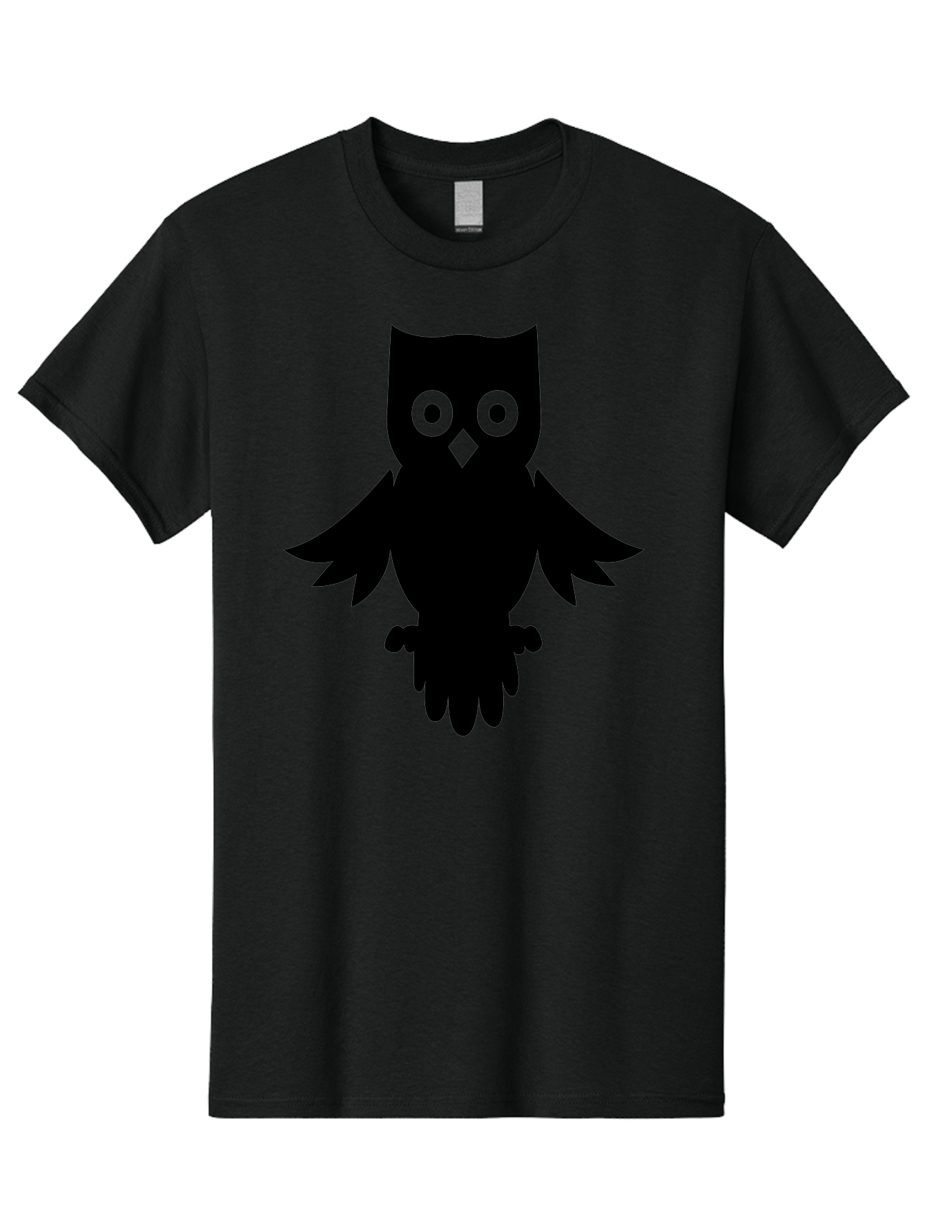 Owl-Silhouette Men'S Graphic Tee, 100% Cotton, Comfortable Casual Summer Wear, Machine Washable, Owl Silhouette, Black Owl, Green Eyes, Diamond Beak, Wingspan, Nocturnal Bird, Wise Animal, Cartoon Style, Simple Design, Owl Art Aab231