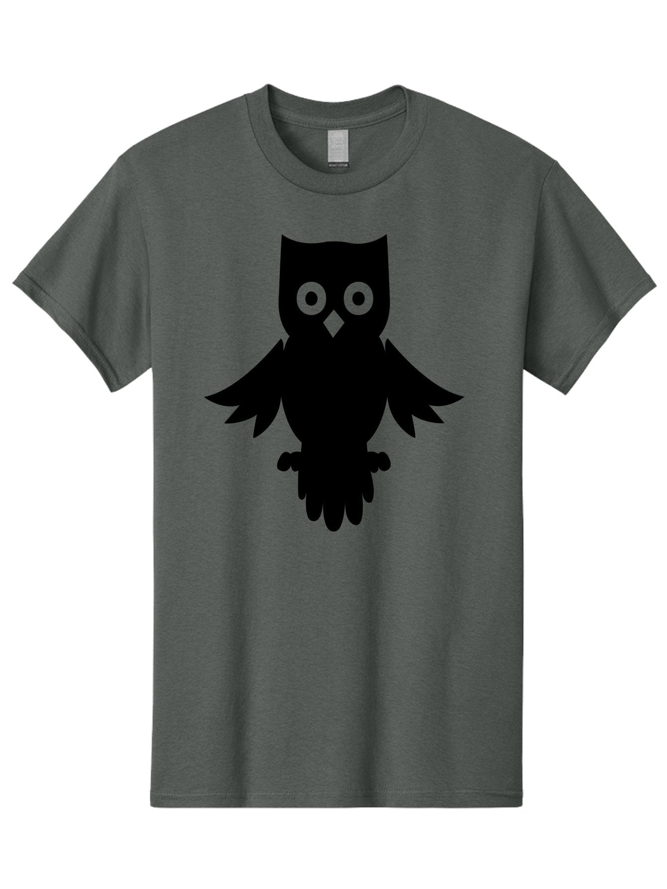 Owl-Silhouette Men'S Graphic Tee, 100% Cotton, Comfortable Casual Summer Wear, Machine Washable, Owl Silhouette, Black Owl, Green Eyes, Diamond Beak, Wingspan, Nocturnal Bird, Wise Animal, Cartoon Style, Simple Design, Owl Art Aab231 12