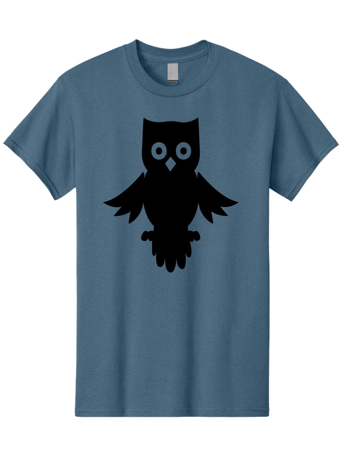 Owl-Silhouette Men'S Graphic Tee, 100% Cotton, Comfortable Casual Summer Wear, Machine Washable, Owl Silhouette, Black Owl, Green Eyes, Diamond Beak, Wingspan, Nocturnal Bird, Wise Animal, Cartoon Style, Simple Design, Owl Art Aab231 14