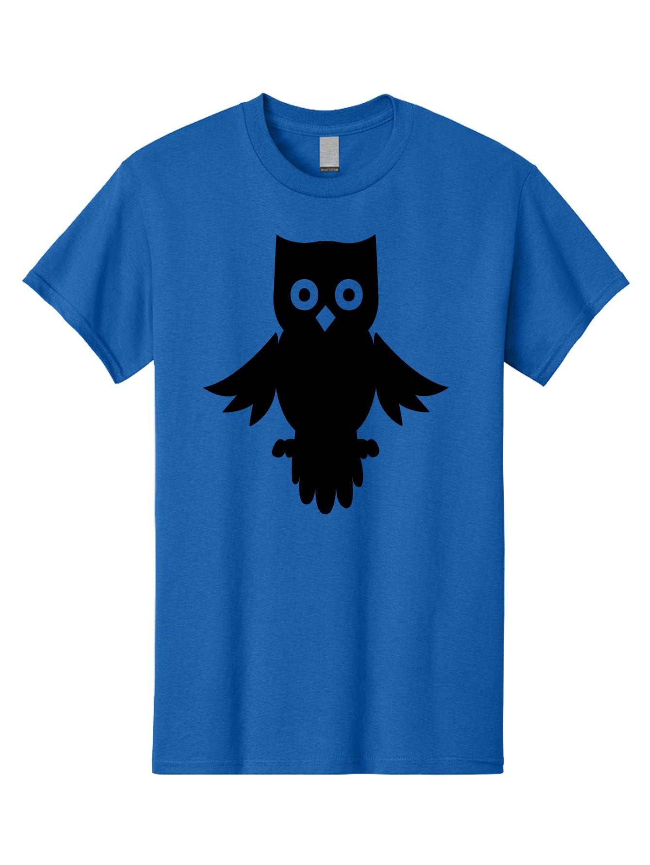 Owl-Silhouette Men'S Graphic Tee, 100% Cotton, Comfortable Casual Summer Wear, Machine Washable, Owl Silhouette, Black Owl, Green Eyes, Diamond Beak, Wingspan, Nocturnal Bird, Wise Animal, Cartoon Style, Simple Design, Owl Art Aab231