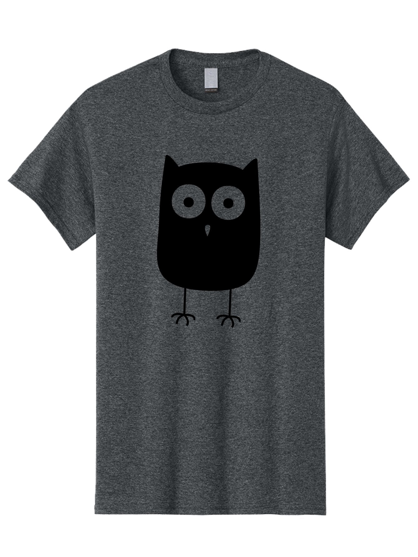 Owl Men'S Graphic Tee, 100% Cotton, Comfortable Casual Summer Wear, Machine Washable, Cartoon Owl, Simple Design, Black Silhouette, Green Eyes, Cute Illustration, Minimalist Art, Bird Character, Graphic Design Element Aab232 8