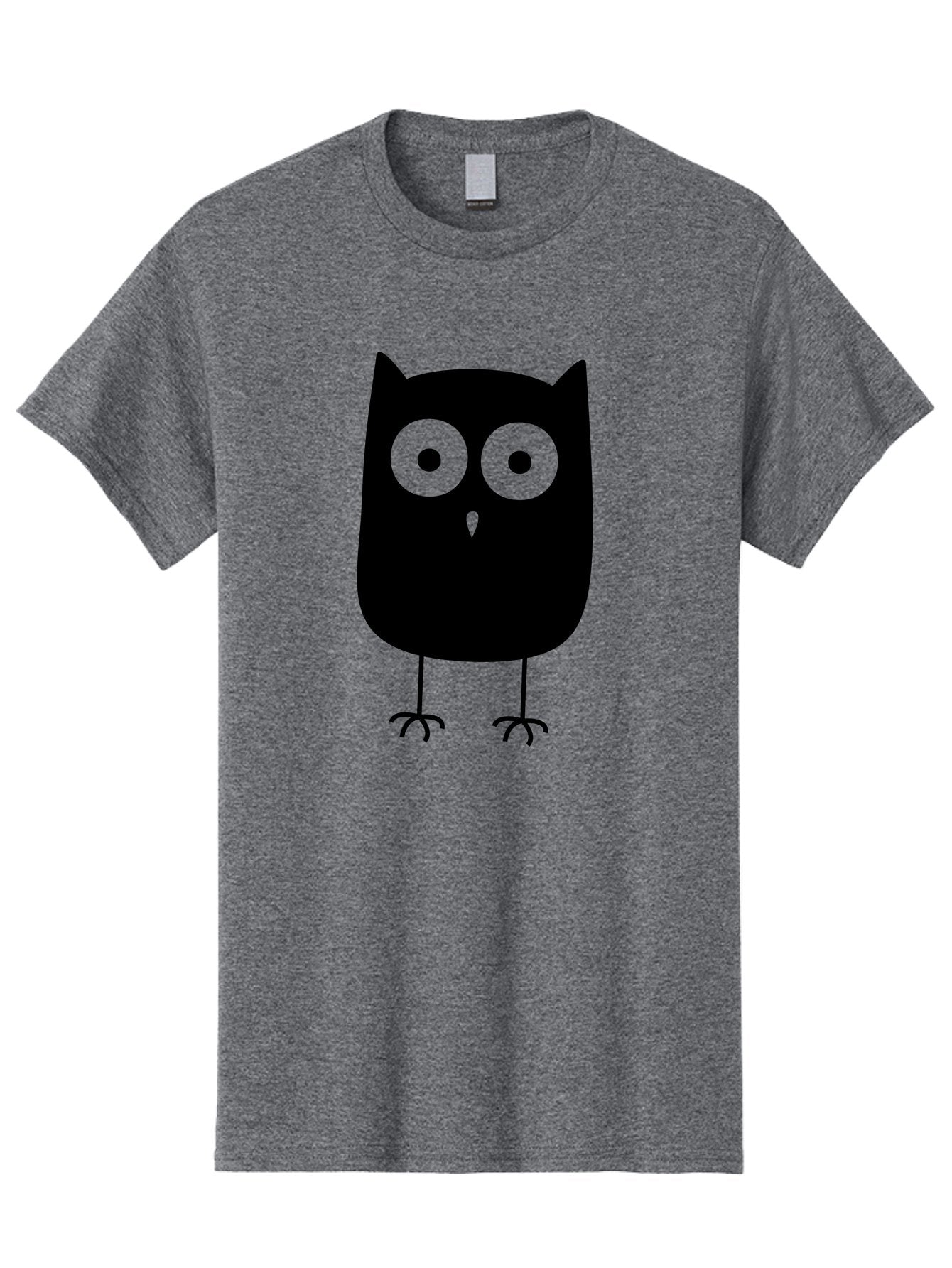 Owl Men'S Graphic Tee, 100% Cotton, Comfortable Casual Summer Wear, Machine Washable, Cartoon Owl, Simple Design, Black Silhouette, Green Eyes, Cute Illustration, Minimalist Art, Bird Character, Graphic Design Element Aab232 10