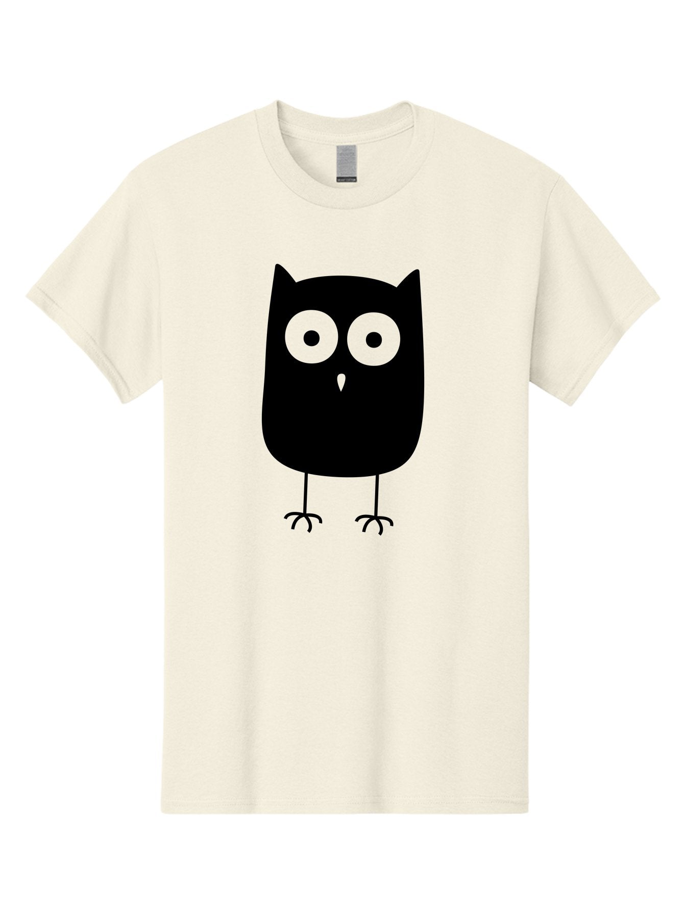 Owl Men'S Graphic Tee, 100% Cotton, Comfortable Casual Summer Wear, Machine Washable, Cartoon Owl, Simple Design, Black Silhouette, Green Eyes, Cute Illustration, Minimalist Art, Bird Character, Graphic Design Element Aab232 12