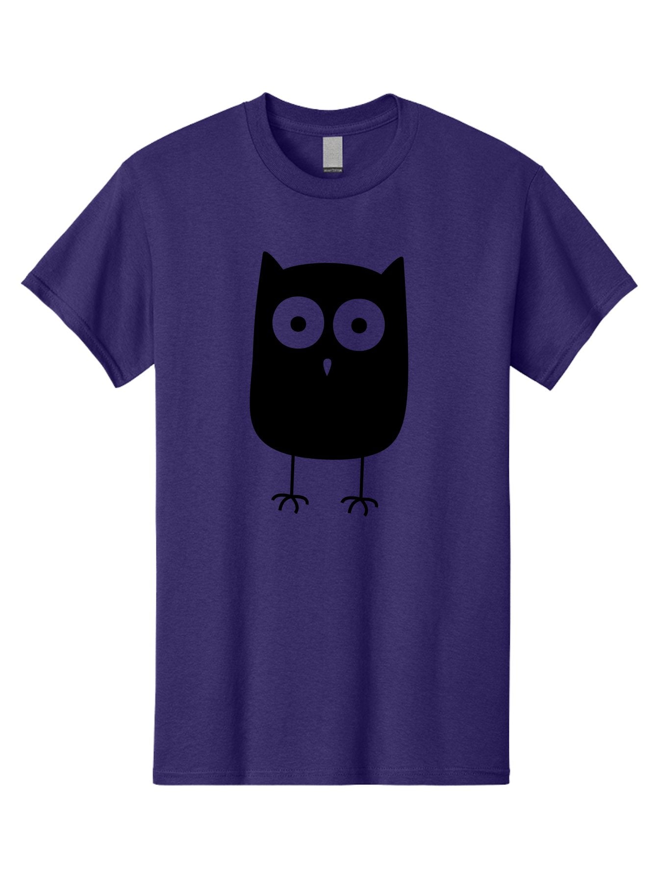 Owl Men'S Graphic Tee, 100% Cotton, Comfortable Casual Summer Wear, Machine Washable, Cartoon Owl, Simple Design, Black Silhouette, Green Eyes, Cute Illustration, Minimalist Art, Bird Character, Graphic Design Element Aab232 9