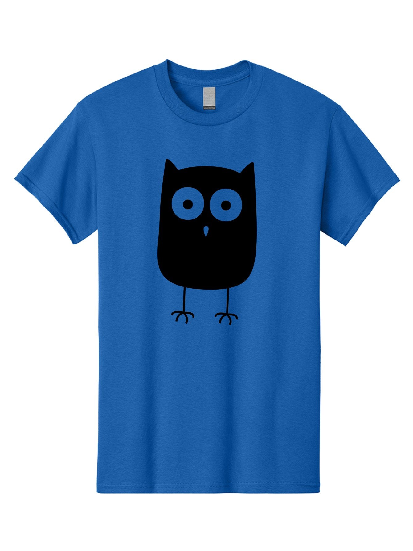 Owl Men'S Graphic Tee, 100% Cotton, Comfortable Casual Summer Wear, Machine Washable, Cartoon Owl, Simple Design, Black Silhouette, Green Eyes, Cute Illustration, Minimalist Art, Bird Character, Graphic Design Element Aab232 14