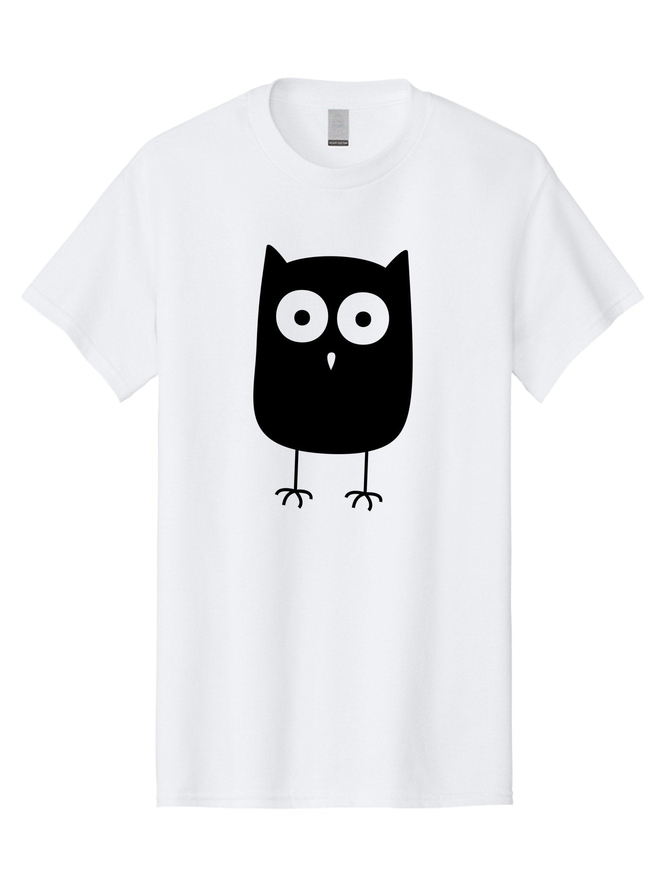 Owl Men'S Graphic Tee, 100% Cotton, Comfortable Casual Summer Wear, Machine Washable, Cartoon Owl, Simple Design, Black Silhouette, Green Eyes, Cute Illustration, Minimalist Art, Bird Character, Graphic Design Element Aab232 11