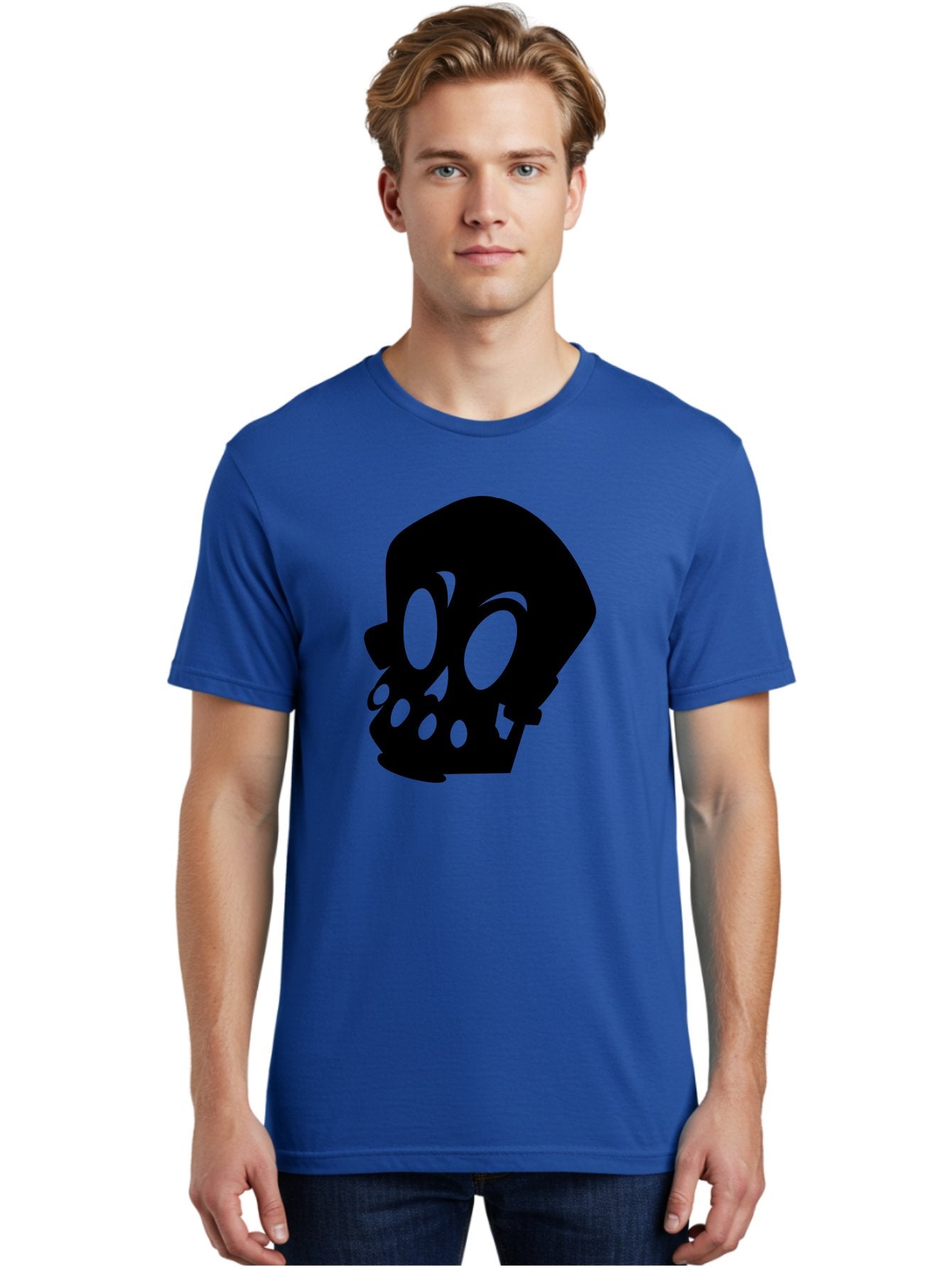 Skull Men'S Graphic Tee, 100% Cotton, Comfortable Casual Summer Wear, Machine Washable, Human Skull, Death Symbol, Gothic Icon, Spooky Emblem, Dark Imagery, Skull Illustration, Goth Culture, Halloween Symbol, Skull Art Aab233 21