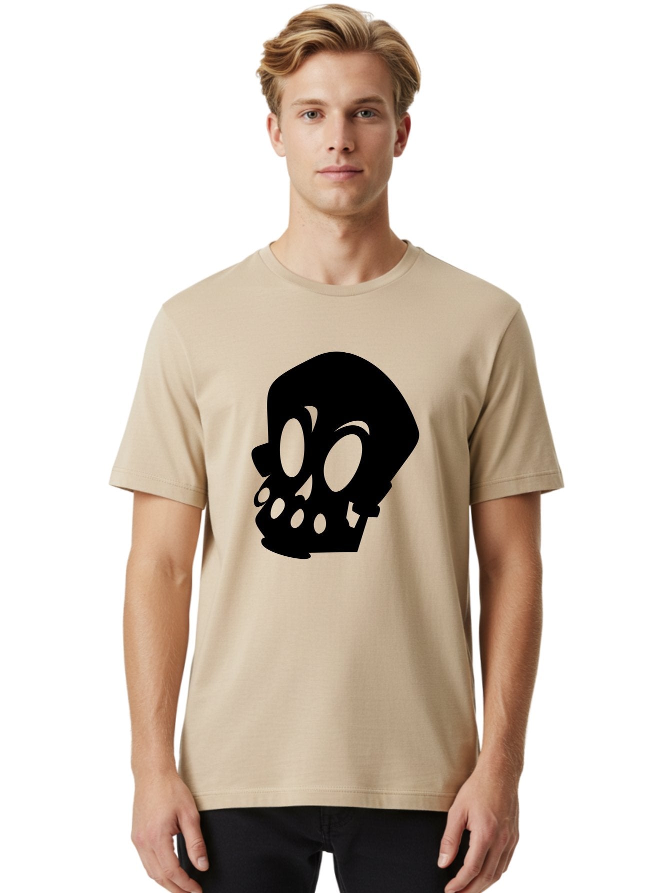 Skull Men'S Graphic Tee, 100% Cotton, Comfortable Casual Summer Wear, Machine Washable, Human Skull, Death Symbol, Gothic Icon, Spooky Emblem, Dark Imagery, Skull Illustration, Goth Culture, Halloween Symbol, Skull Art Aab233 28