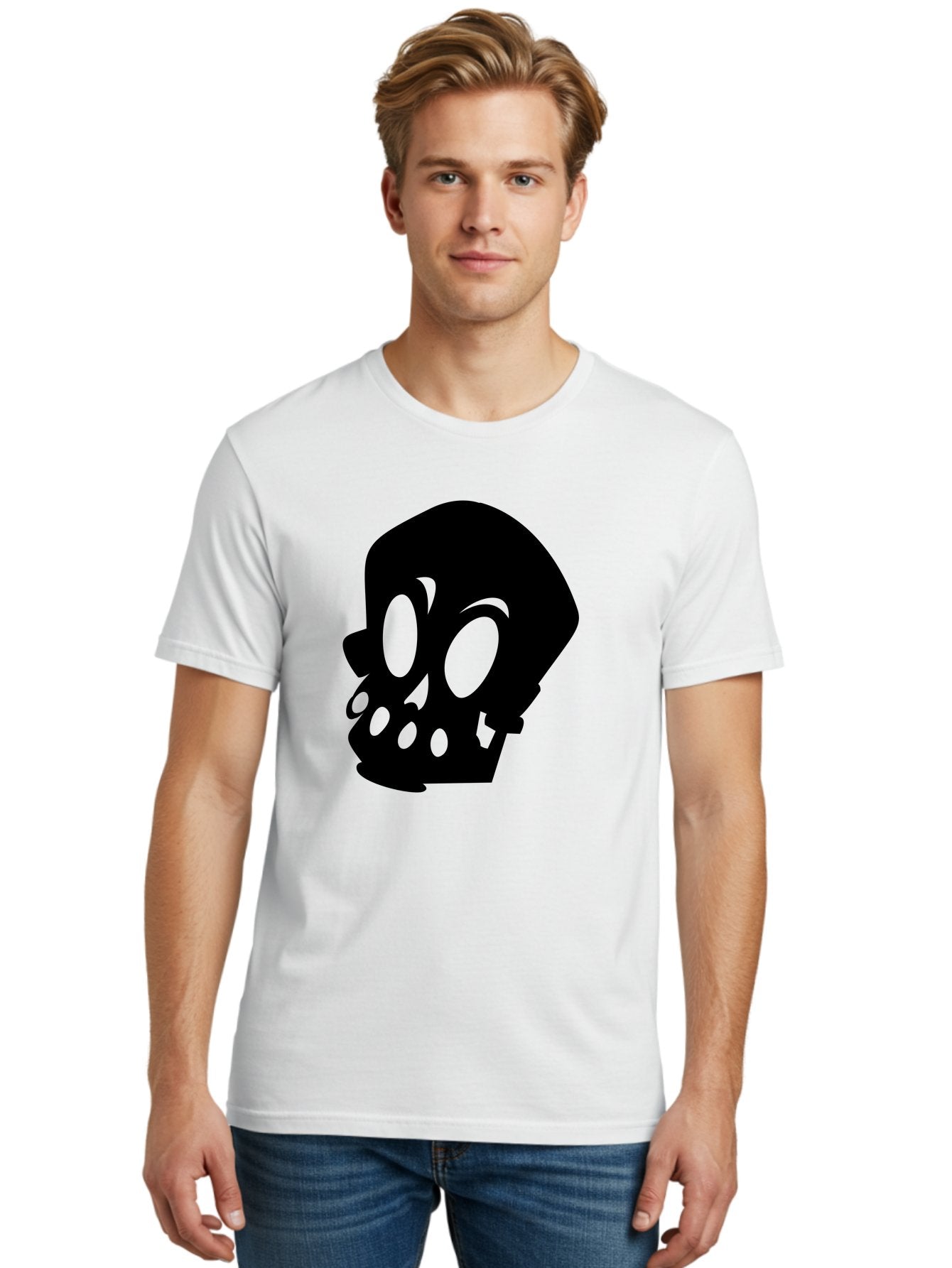 Skull Men'S Graphic Tee, 100% Cotton, Comfortable Casual Summer Wear, Machine Washable, Human Skull, Death Symbol, Gothic Icon, Spooky Emblem, Dark Imagery, Skull Illustration, Goth Culture, Halloween Symbol, Skull Art Aab233 27