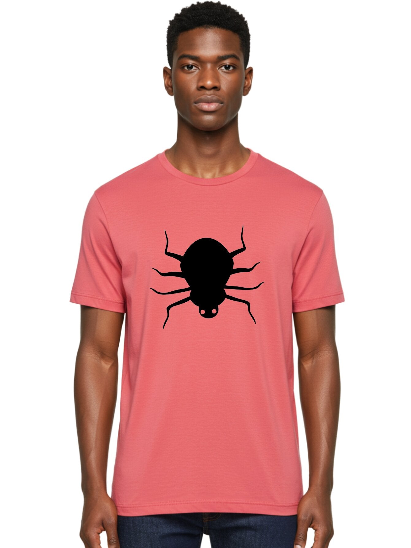 Spider-Silhouette Men'S Graphic Tee, 100% Cotton, Comfortable Casual Summer Wear, Machine Washable, Black Spider Silhouette, Spider Icon, Arachnid Symbol, Creepy Crawlers, Eight-Legged Creature, Menacing Silhouette, Simple Design, Aab234 30