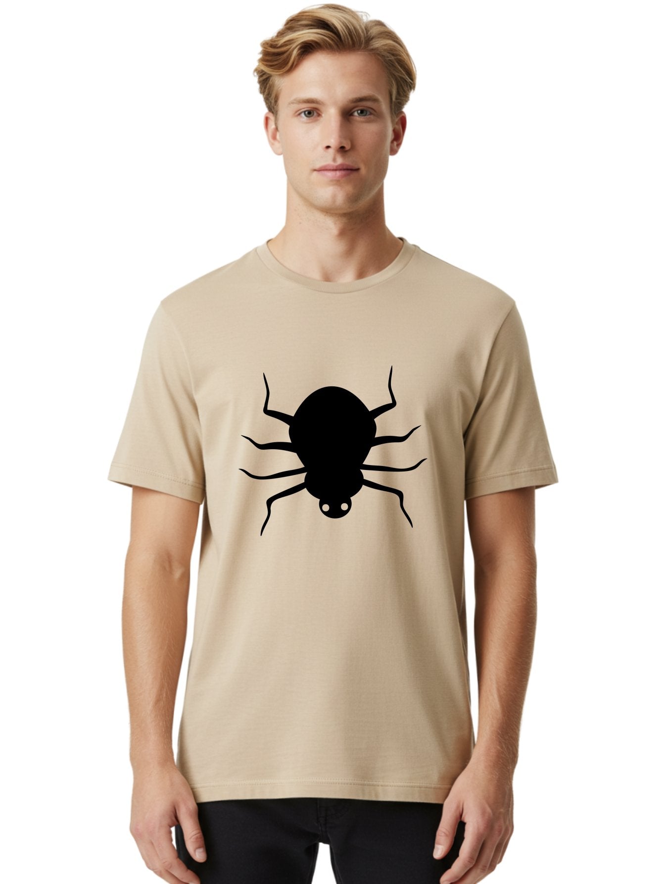 Spider-Silhouette Men'S Graphic Tee, 100% Cotton, Comfortable Casual Summer Wear, Machine Washable, Black Spider Silhouette, Spider Icon, Arachnid Symbol, Creepy Crawlers, Eight-Legged Creature, Menacing Silhouette, Simple Design, Aab234 28