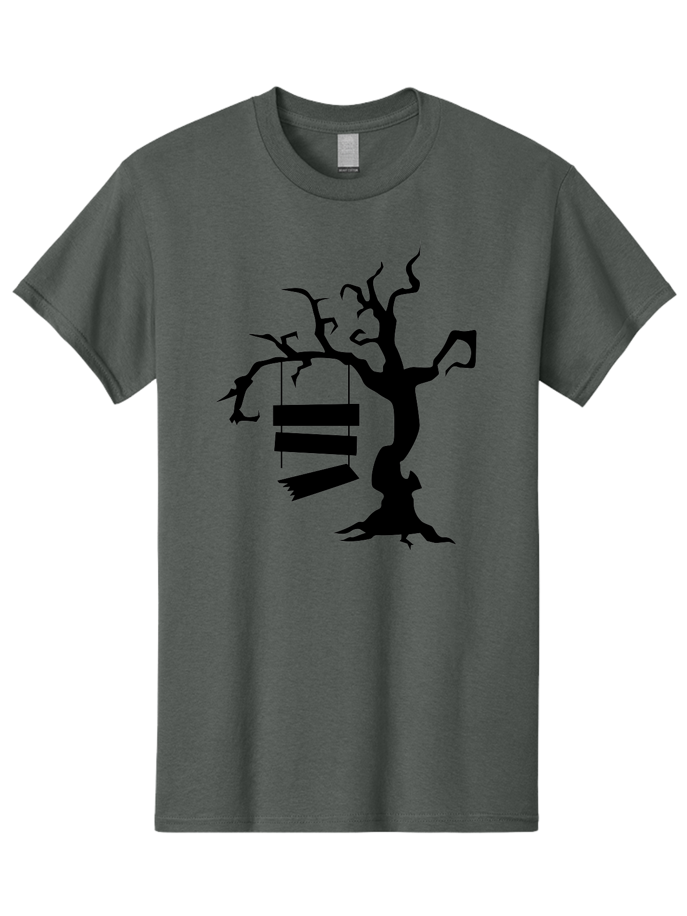 Tree-Swing-Silhouette Men'S Graphic Tee, 100% Cotton, Comfortable Casual Summer Wear, Machine Washable, Tree Swing, Spooky Tree, Twisted Branches, Wooden Planks, Eerie Atmosphere, Haunting Decor, Halloween Theme, Gothic Style Aab236 3