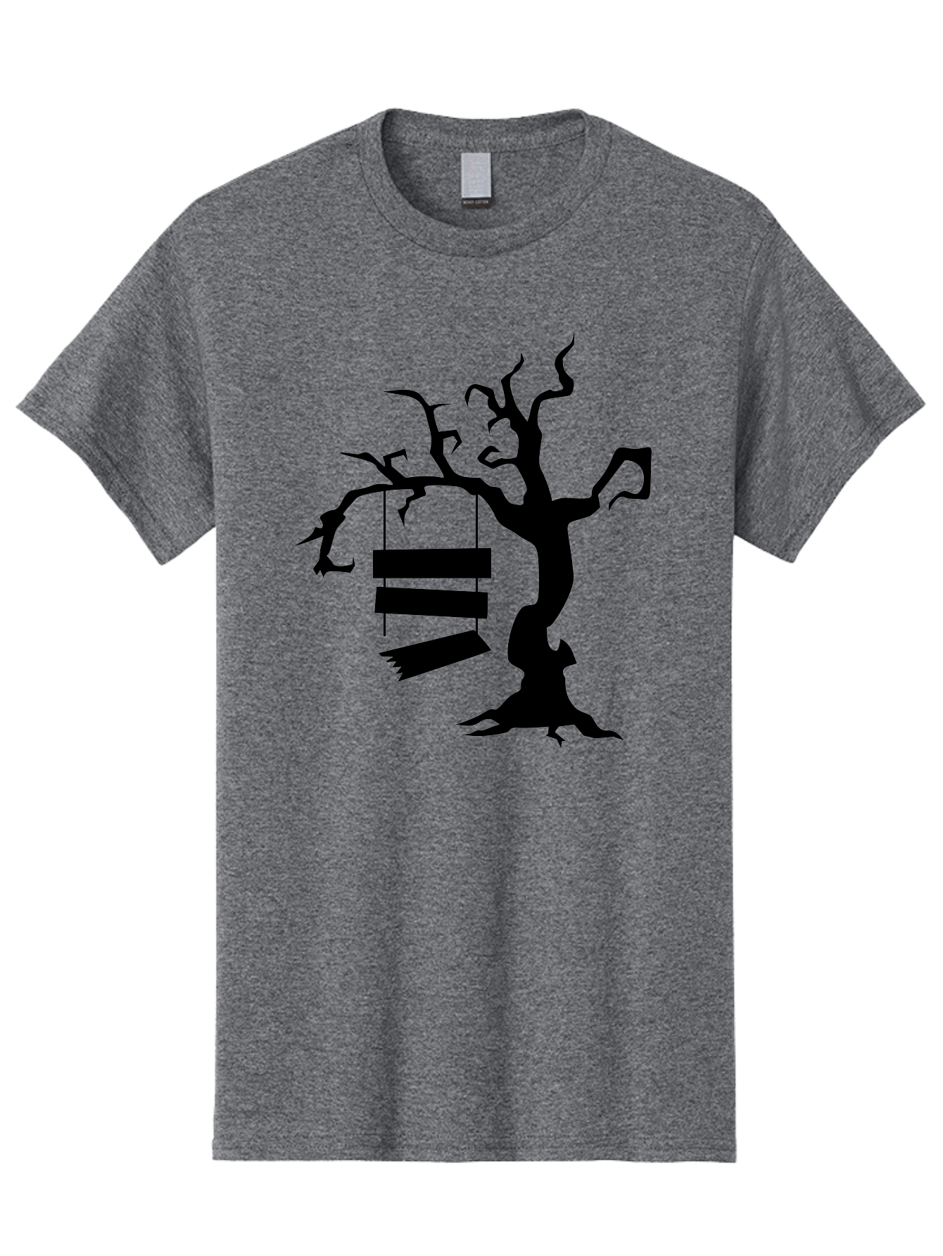 Tree-Swing-Silhouette Men'S Graphic Tee, 100% Cotton, Comfortable Casual Summer Wear, Machine Washable, Tree Swing, Spooky Tree, Twisted Branches, Wooden Planks, Eerie Atmosphere, Haunting Decor, Halloween Theme, Gothic Style Aab236 9