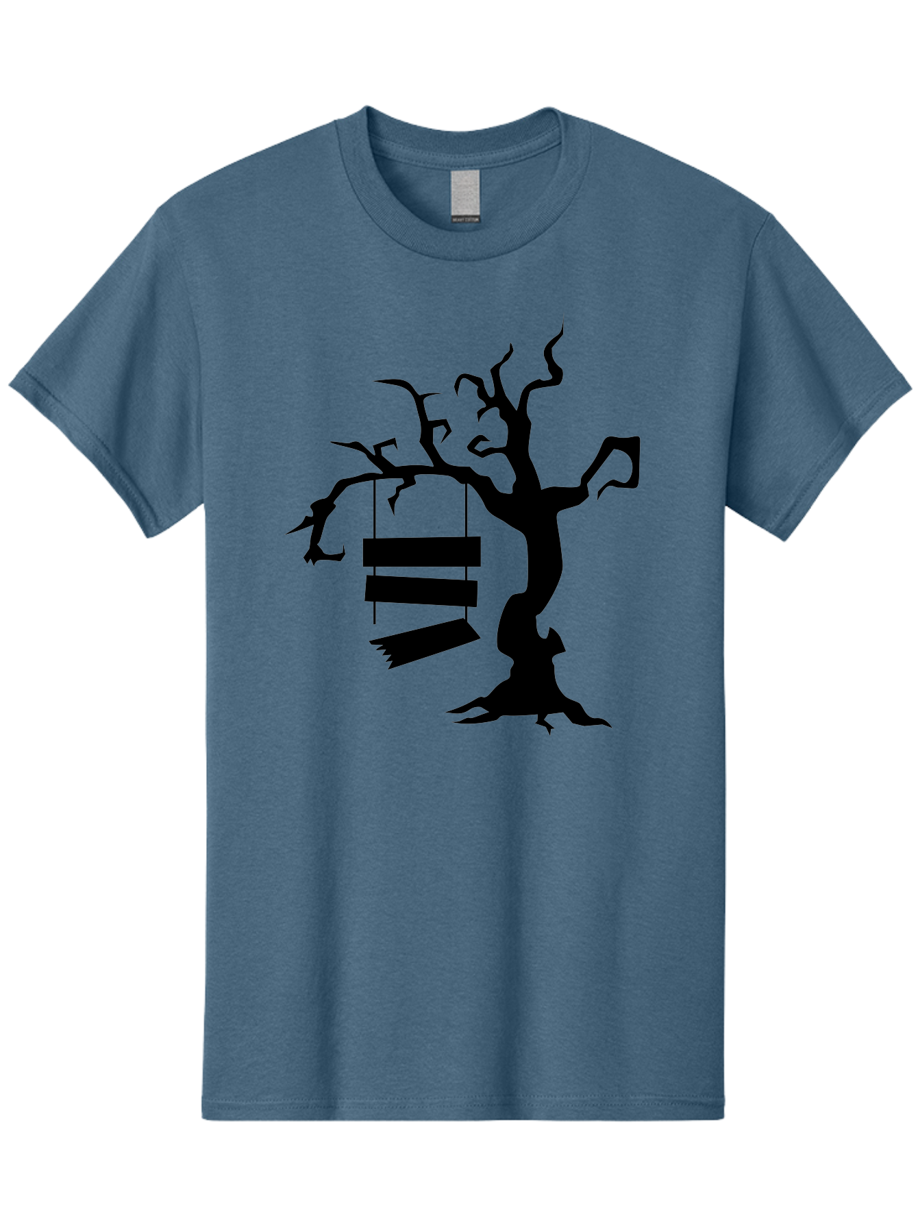 Tree-Swing-Silhouette Men'S Graphic Tee, 100% Cotton, Comfortable Casual Summer Wear, Machine Washable, Tree Swing, Spooky Tree, Twisted Branches, Wooden Planks, Eerie Atmosphere, Haunting Decor, Halloween Theme, Gothic Style Aab236 11