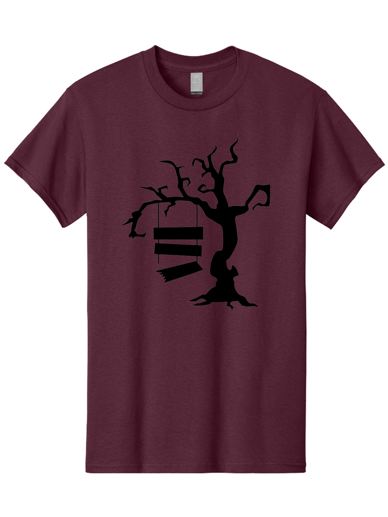 Tree-Swing-Silhouette Men'S Graphic Tee, 100% Cotton, Comfortable Casual Summer Wear, Machine Washable, Tree Swing, Spooky Tree, Twisted Branches, Wooden Planks, Eerie Atmosphere, Haunting Decor, Halloween Theme, Gothic Style Aab236 13