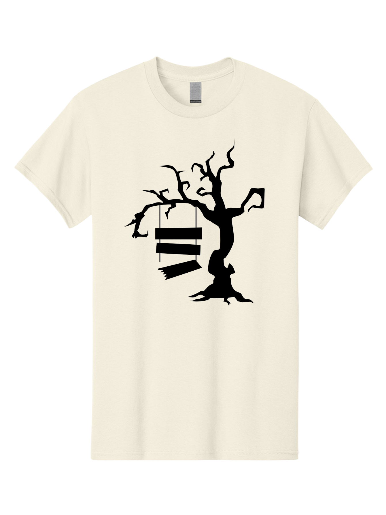 Tree-Swing-Silhouette Men'S Graphic Tee, 100% Cotton, Comfortable Casual Summer Wear, Machine Washable, Tree Swing, Spooky Tree, Twisted Branches, Wooden Planks, Eerie Atmosphere, Haunting Decor, Halloween Theme, Gothic Style Aab236 17