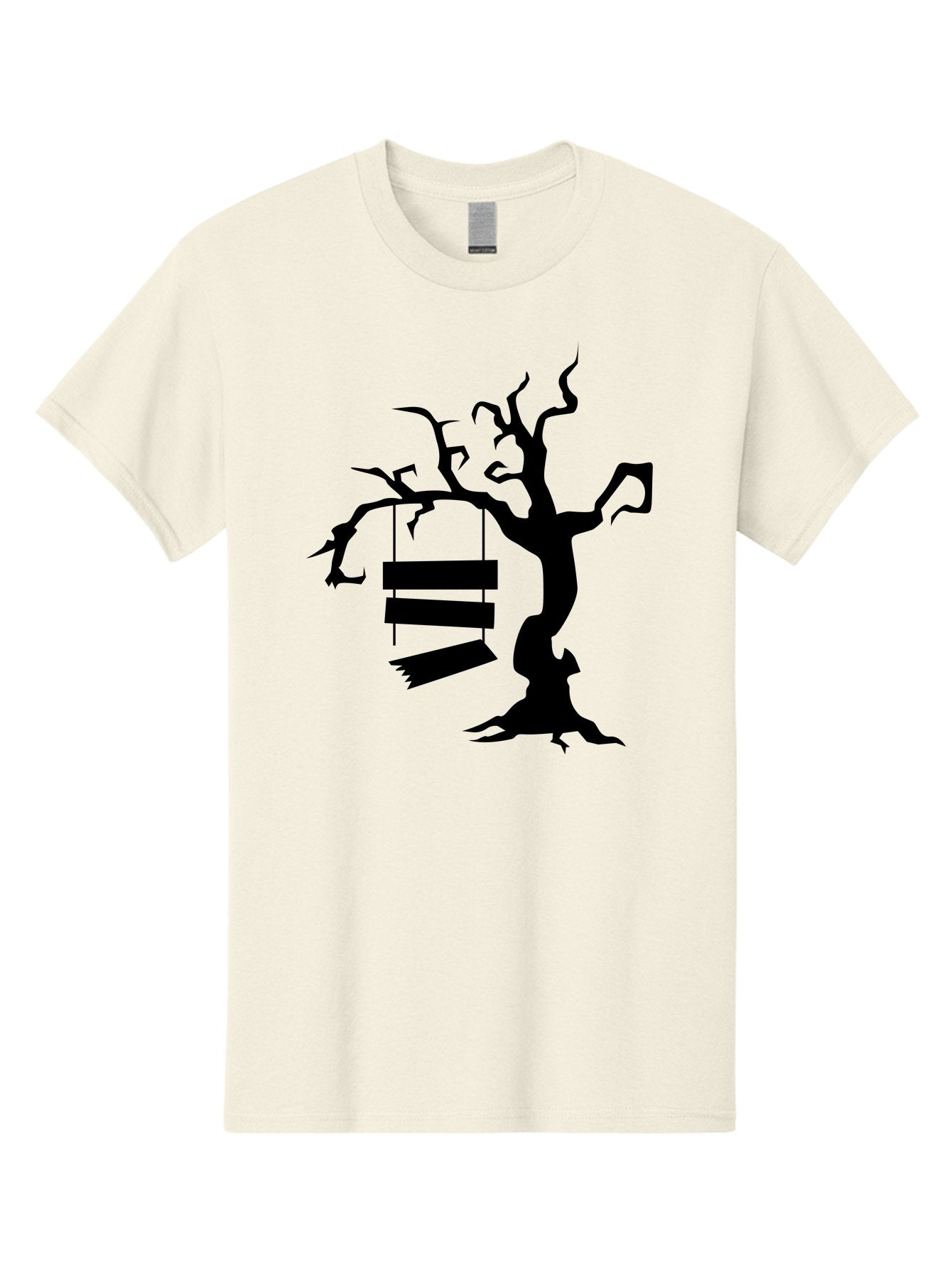 Tree-Swing-Silhouette Men'S Graphic Tee, 100% Cotton, Comfortable Casual Summer Wear, Machine Washable, Tree Swing, Spooky Tree, Twisted Branches, Wooden Planks, Eerie Atmosphere, Haunting Decor, Halloween Theme, Gothic Style Aab236 6