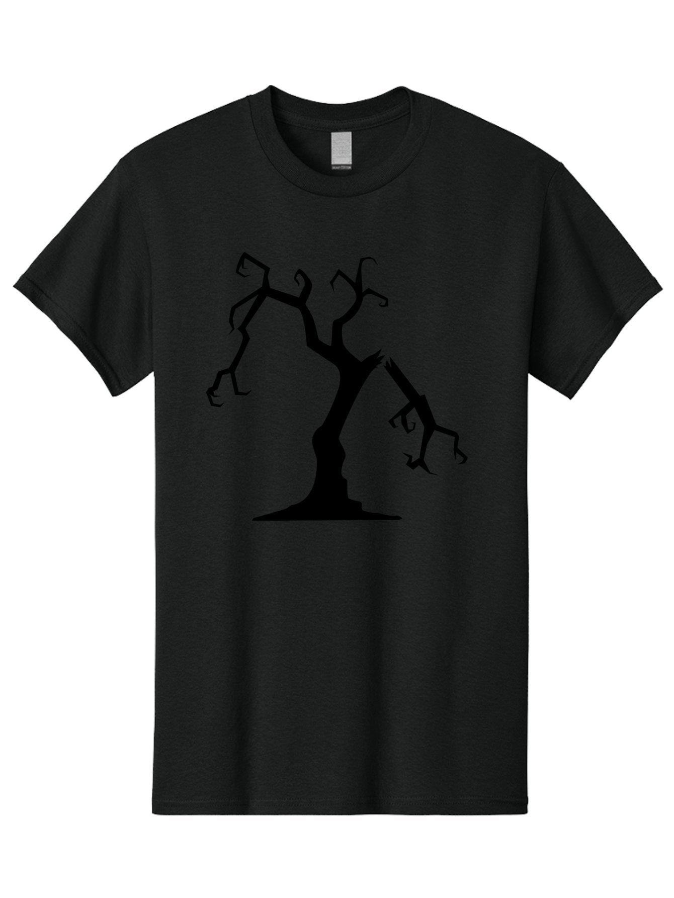 Twisted-Tree Men'S Graphic Tee, 100% Cotton, Comfortable Casual Summer Wear, Machine Washable, Dead Tree, Bare Branches, Twisted Limbs, Spooky Atmosphere, Dark Silhouette, Halloween Theme, Eerie Landscape, Gothic Aesthetic, Mysterious Forest, Aab237 5