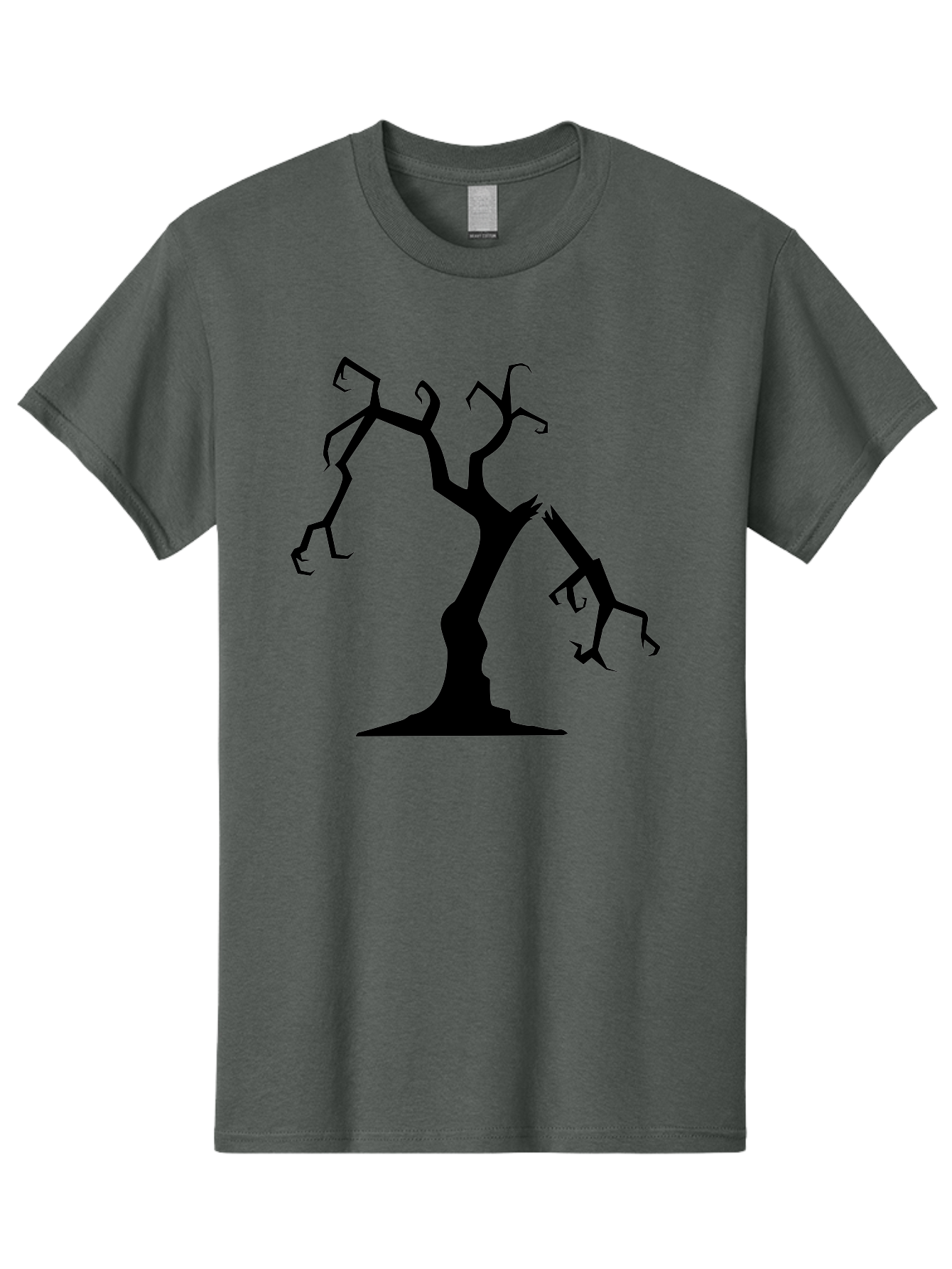 Twisted-Tree Men'S Graphic Tee, 100% Cotton, Comfortable Casual Summer Wear, Machine Washable, Dead Tree, Bare Branches, Twisted Limbs, Spooky Atmosphere, Dark Silhouette, Halloween Theme, Eerie Landscape, Gothic Aesthetic, Mysterious Forest, Aab237 3