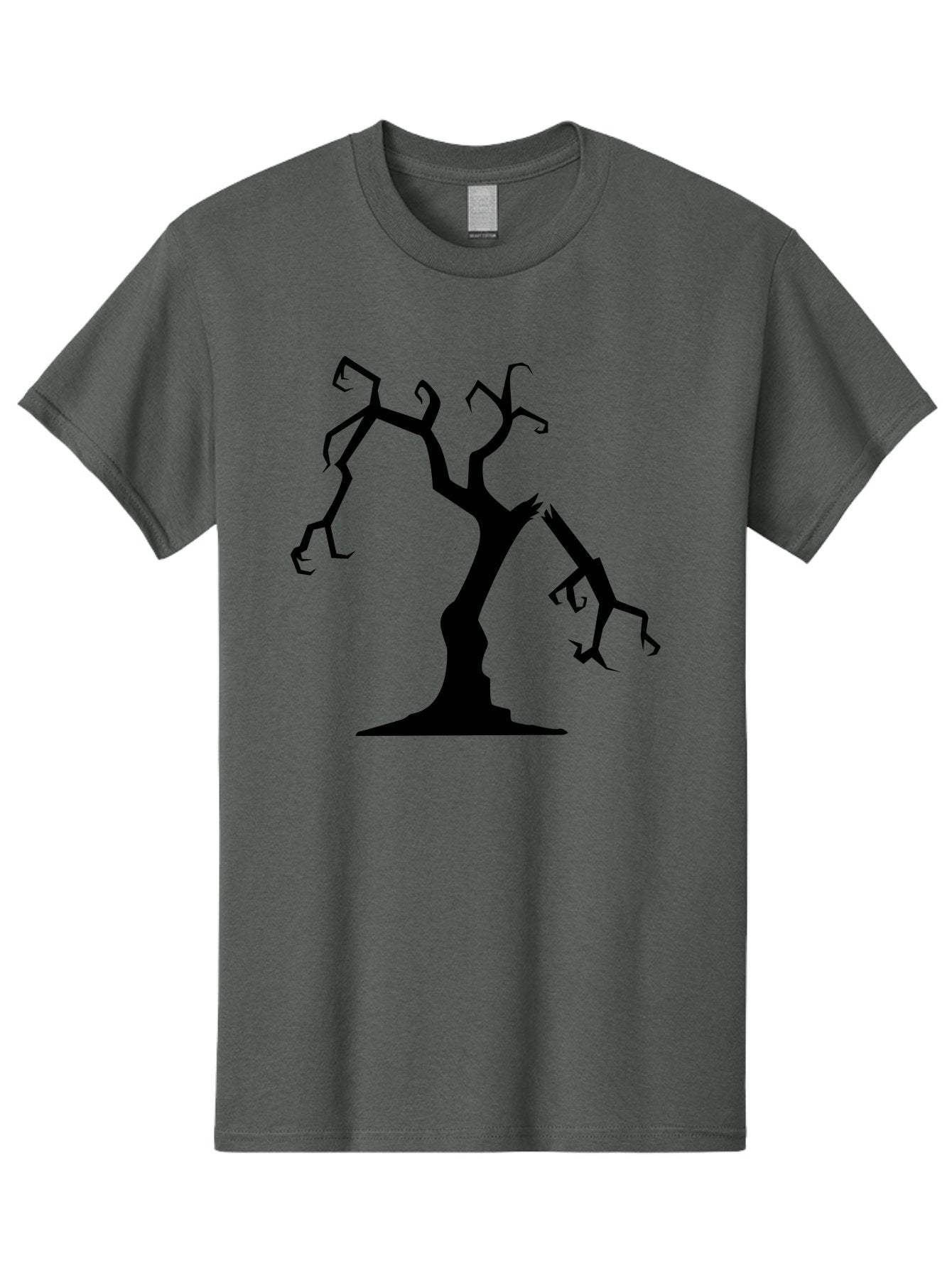 Twisted-Tree Men'S Graphic Tee, 100% Cotton, Comfortable Casual Summer Wear, Machine Washable, Dead Tree, Bare Branches, Twisted Limbs, Spooky Atmosphere, Dark Silhouette, Halloween Theme, Eerie Landscape, Gothic Aesthetic, Mysterious Forest, Aab237 8