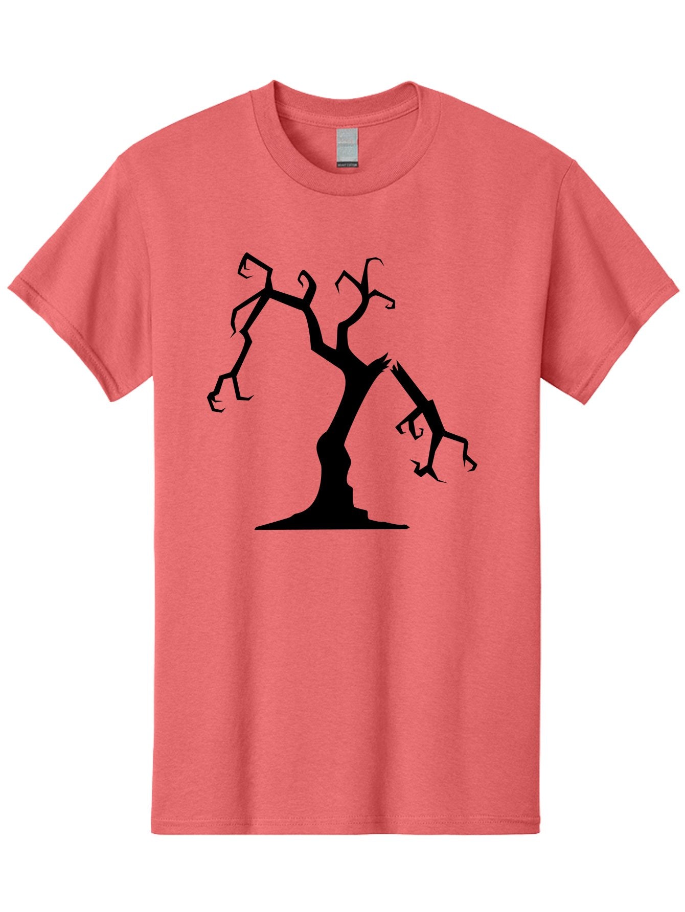 Twisted-Tree Men'S Graphic Tee, 100% Cotton, Comfortable Casual Summer Wear, Machine Washable, Dead Tree, Bare Branches, Twisted Limbs, Spooky Atmosphere, Dark Silhouette, Halloween Theme, Eerie Landscape, Gothic Aesthetic, Mysterious Forest, Aab237 14