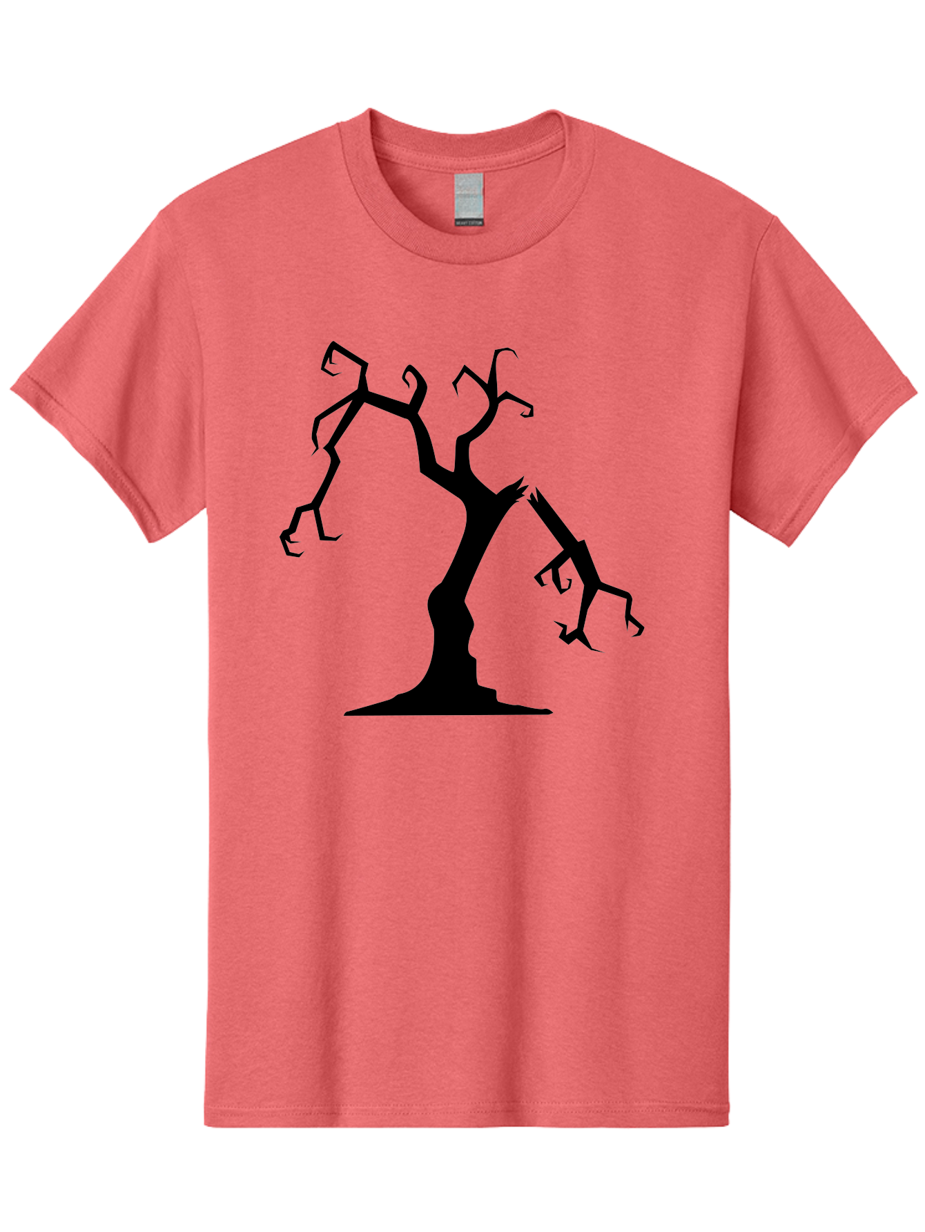 Twisted-Tree Men'S Graphic Tee, 100% Cotton, Comfortable Casual Summer Wear, Machine Washable, Dead Tree, Bare Branches, Twisted Limbs, Spooky Atmosphere, Dark Silhouette, Halloween Theme, Eerie Landscape, Gothic Aesthetic, Mysterious Forest, Aab237 5