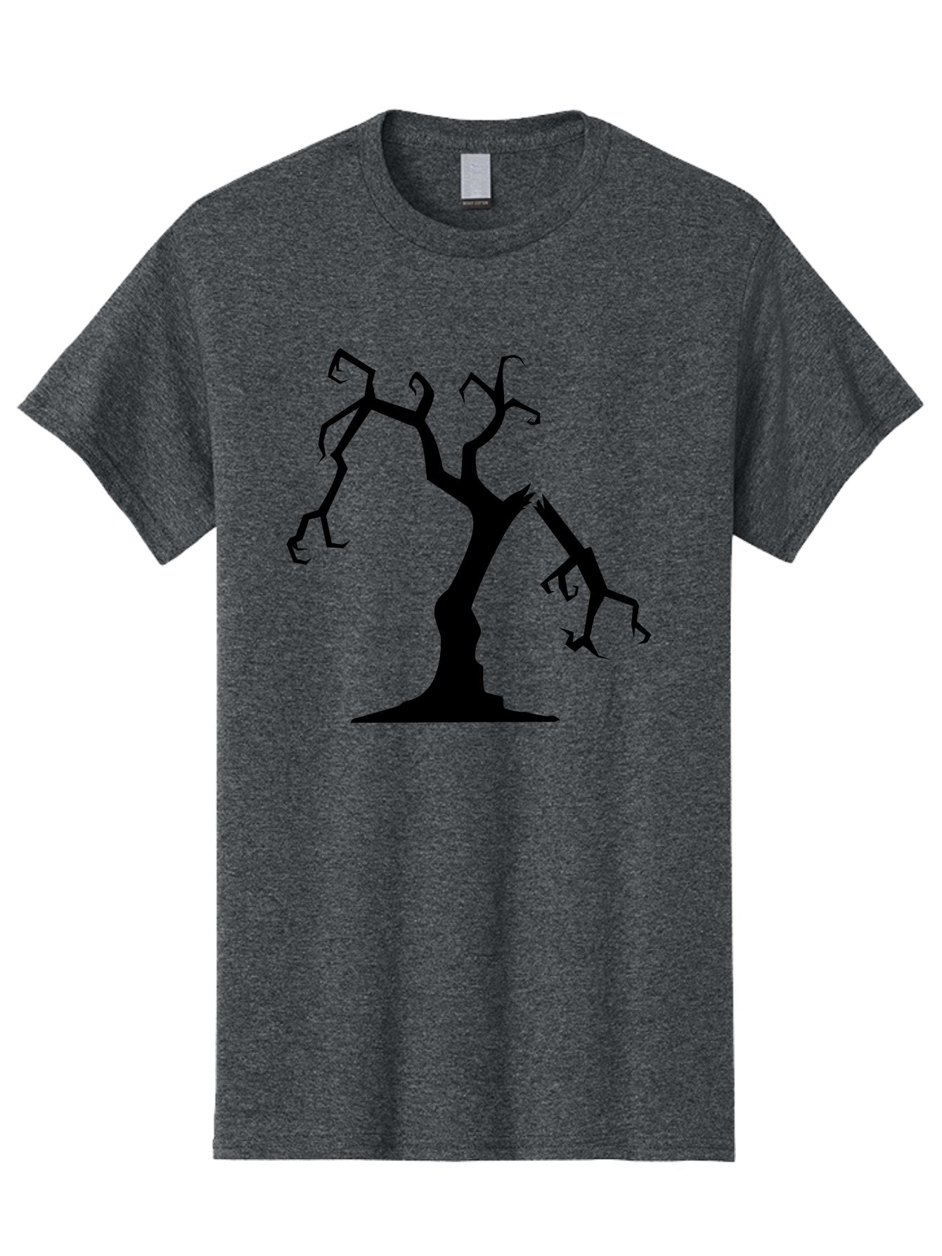 Twisted-Tree Men'S Graphic Tee, 100% Cotton, Comfortable Casual Summer Wear, Machine Washable, Dead Tree, Bare Branches, Twisted Limbs, Spooky Atmosphere, Dark Silhouette, Halloween Theme, Eerie Landscape, Gothic Aesthetic, Mysterious Forest, Aab237 12